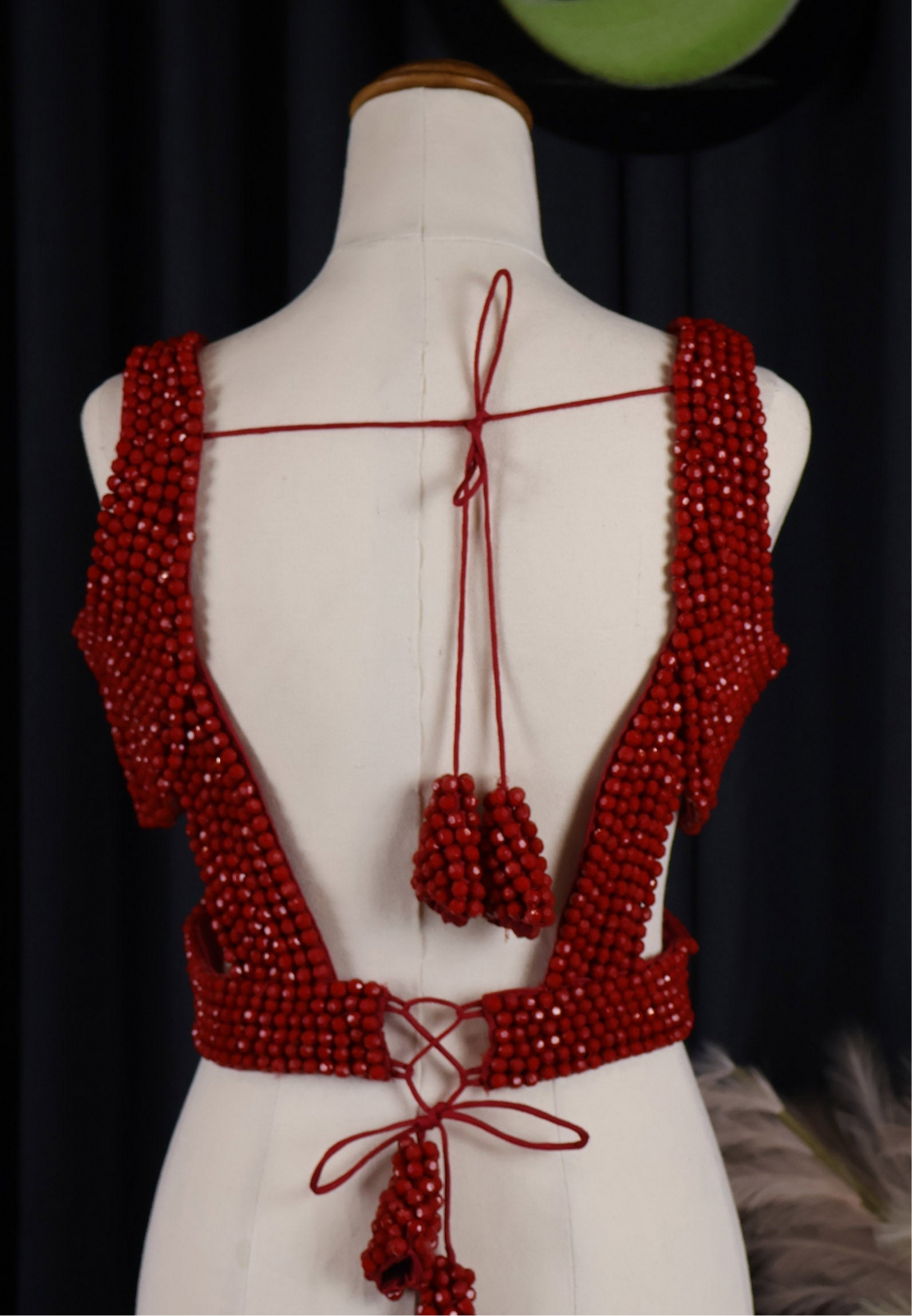 Elegant Red Beaded Blouse – Ethnic Designer Top