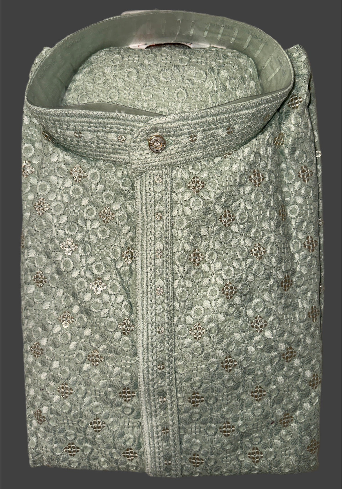 Designer Embroidered Chikankari Kurta for Men β Rich Collar Detail in Vibrant Colors | Peach, Blue, Mint Green and Yellow