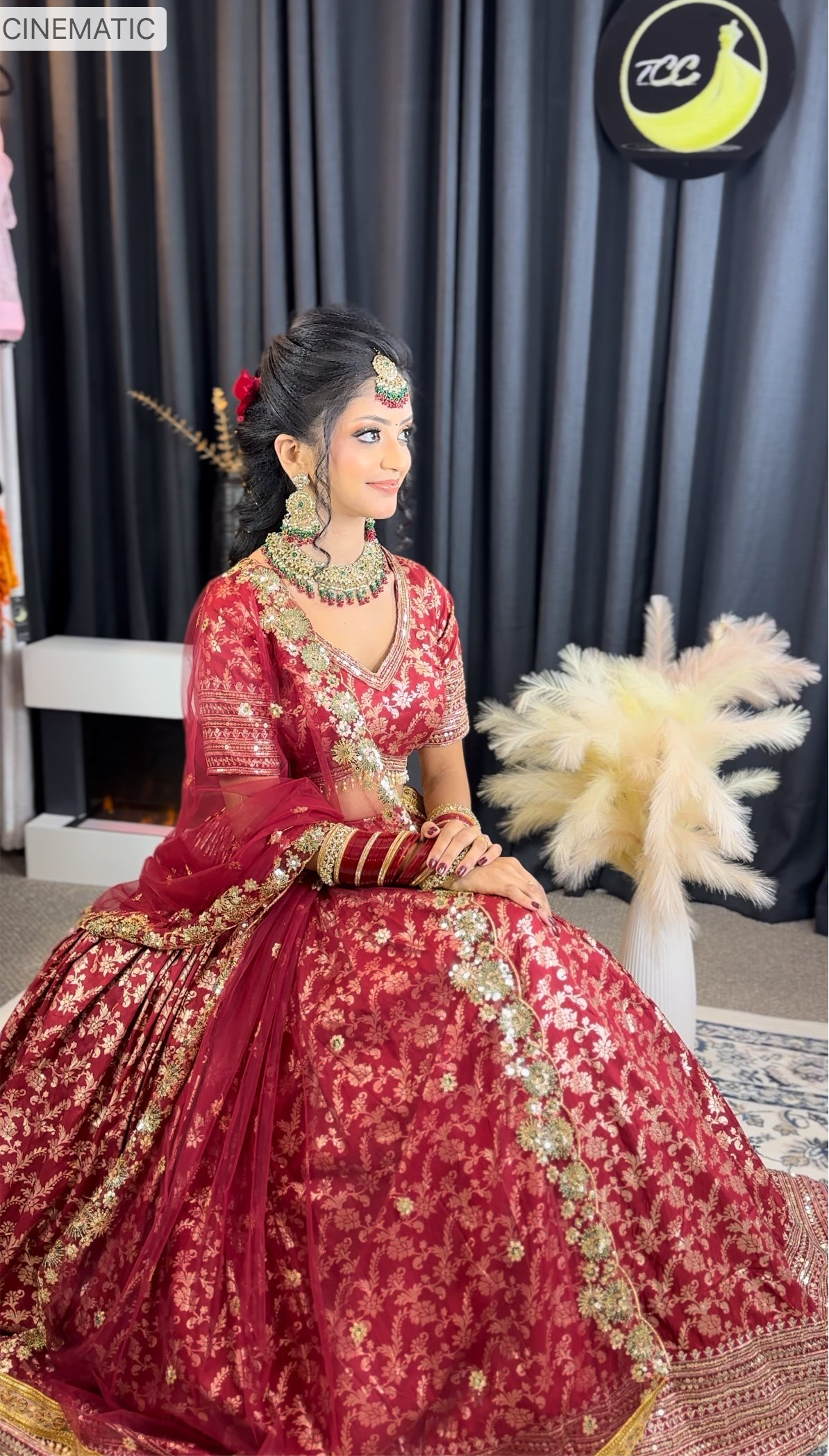 Boutique-Made Deep Maroon Bridal Lehenga Set with Heavy Zari & Sequin Embroidery