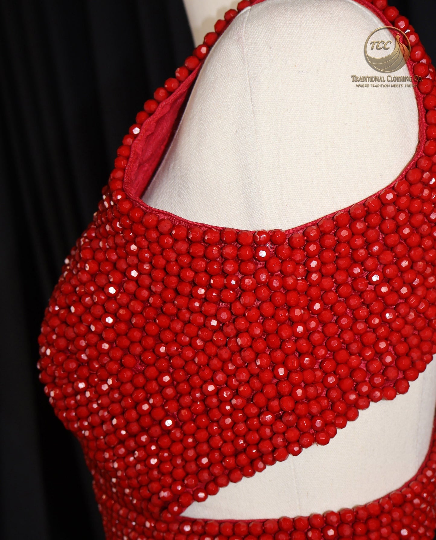Elegant Red Beaded Blouse – Ethnic Designer Top