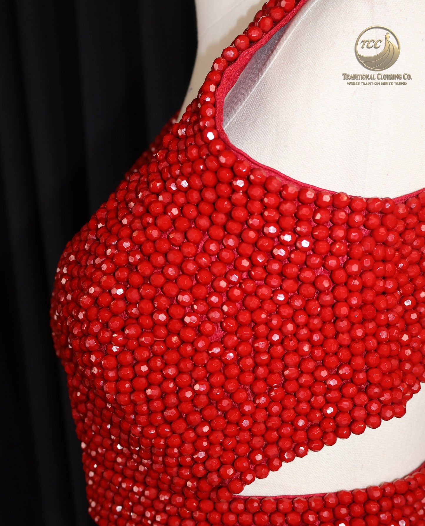 Elegant Red Beaded Blouse – Ethnic Designer Top
