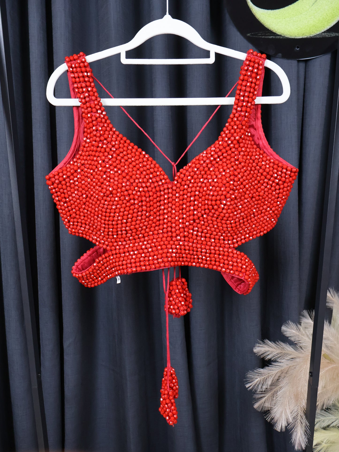 Elegant Red Beaded Blouse – Ethnic Designer Top