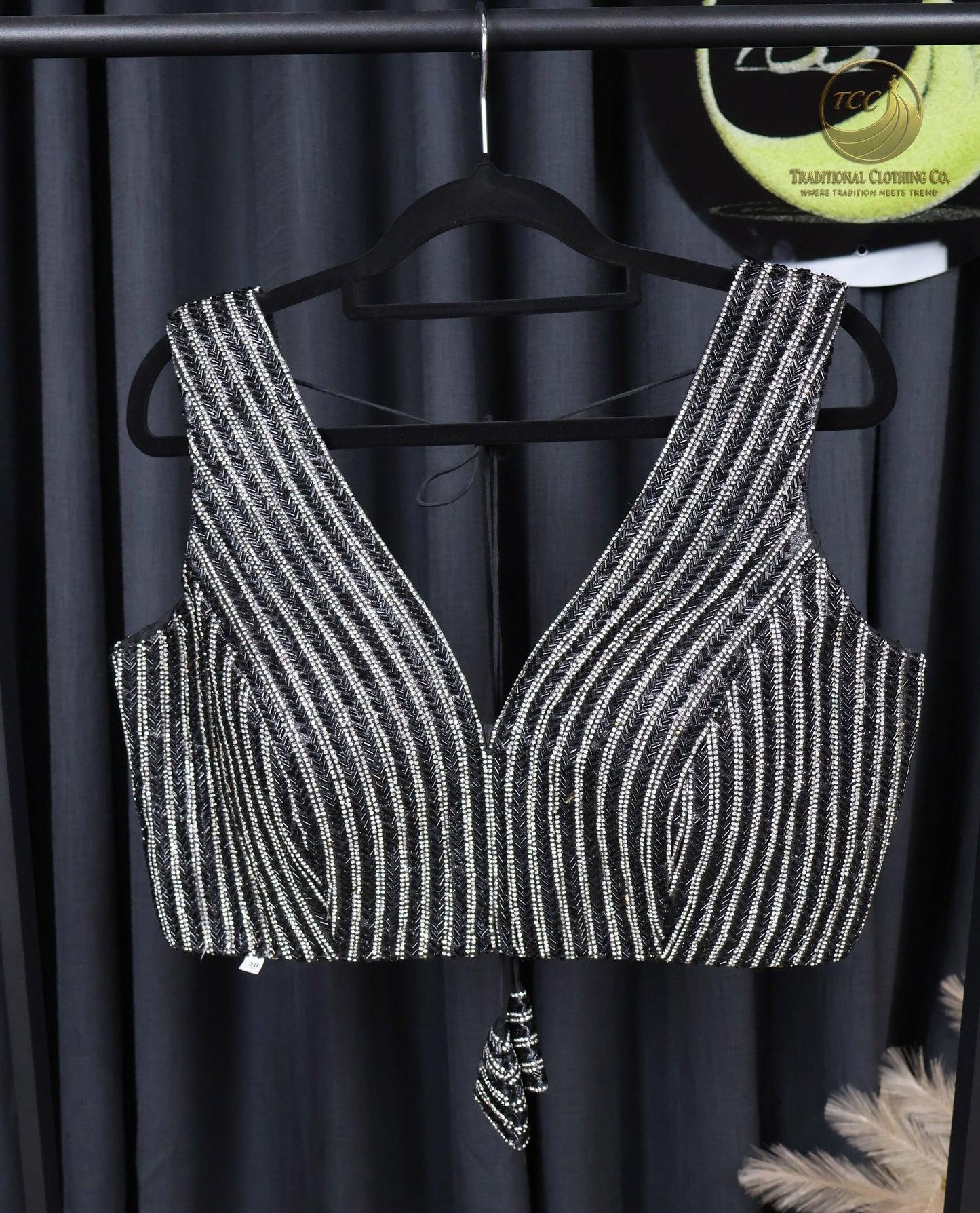 Elegant Black & Silver Metallic Striped Blouse – Stylish Evening & Casual Wear