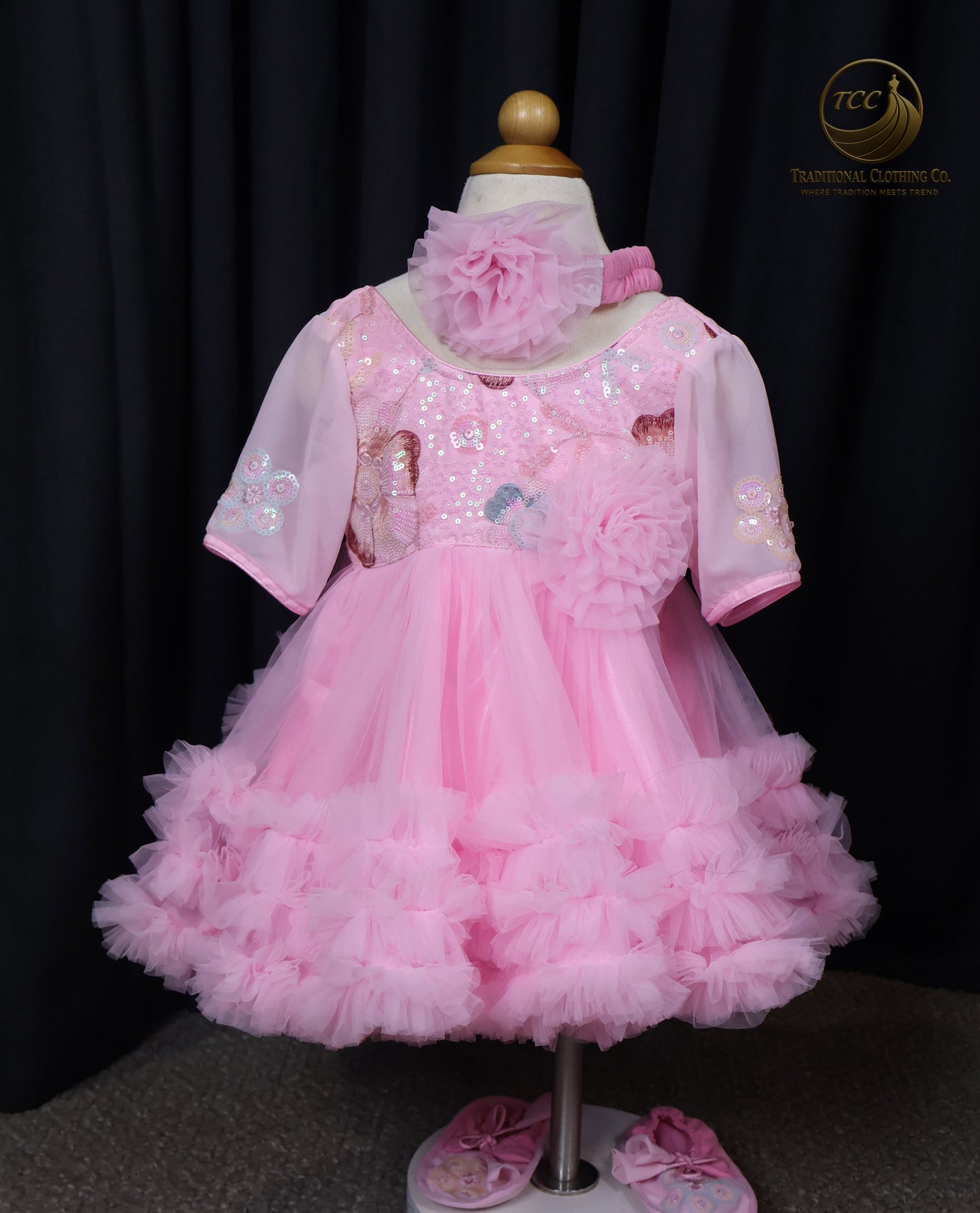 Peach Embroidered Mother & Daughter Matching Set – Elegant Festive & Wedding Wear