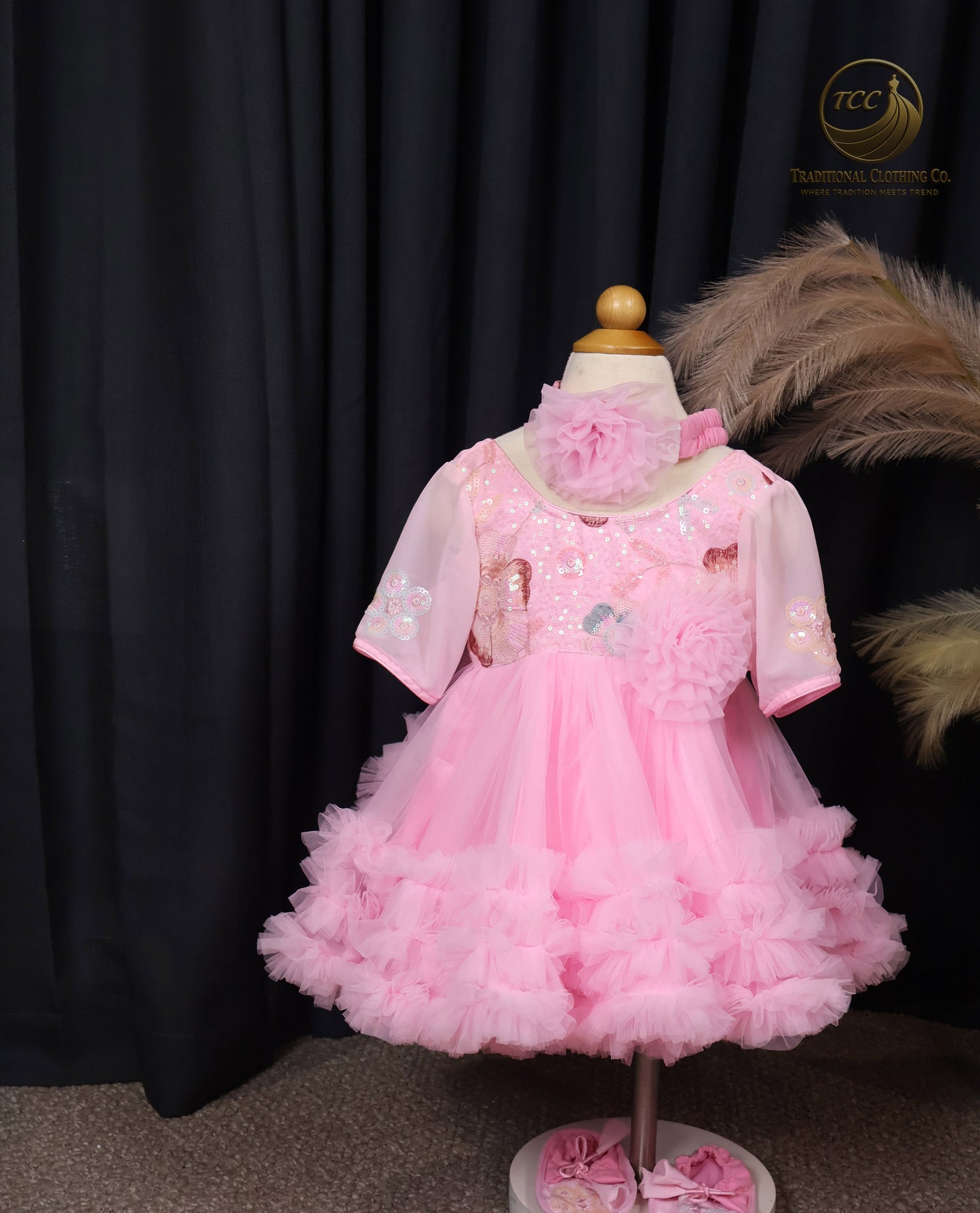 Peach Embroidered Mother & Daughter Matching Set – Elegant Festive & Wedding Wear