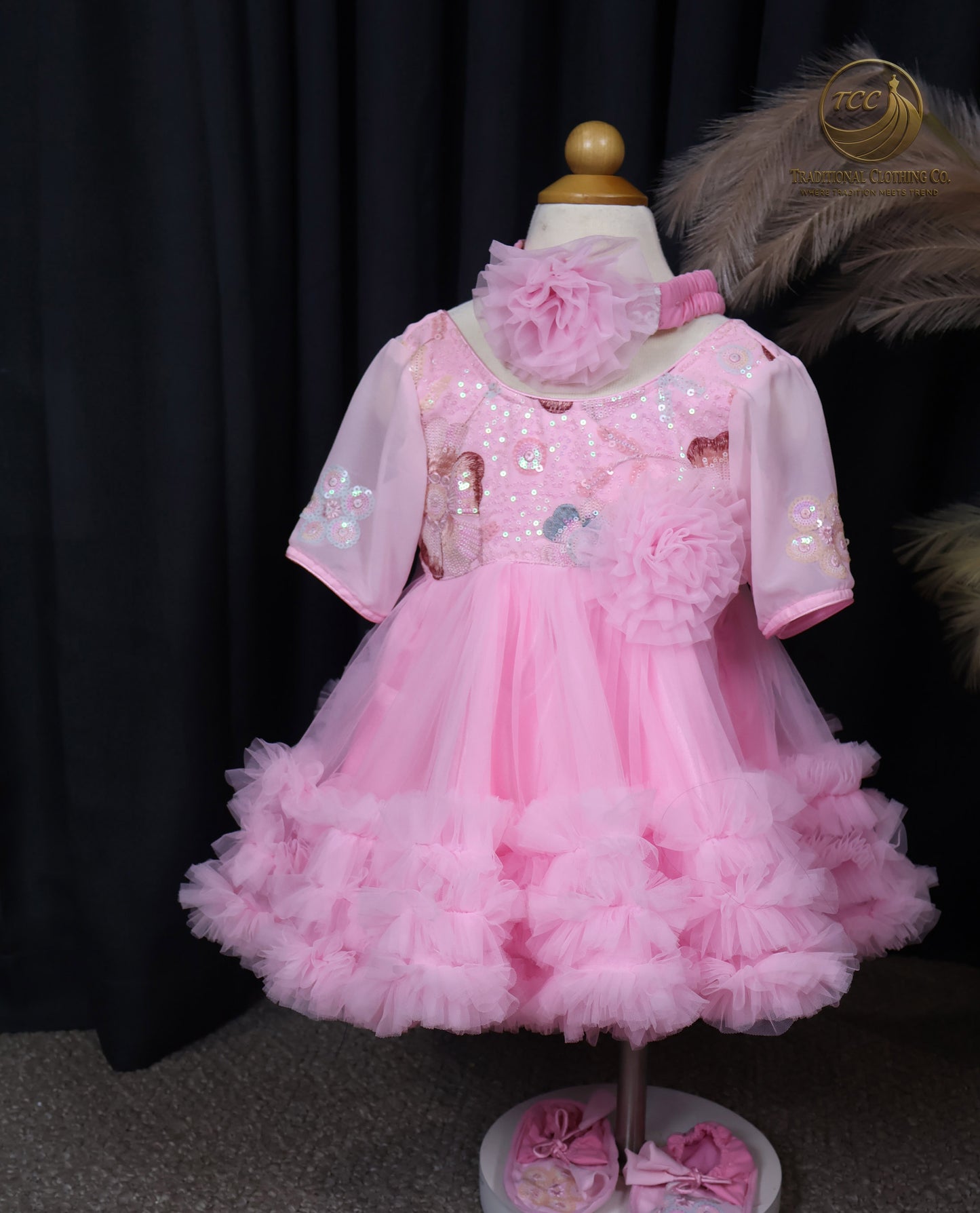 Peach Embroidered Mother & Daughter Matching Set – Elegant Festive & Wedding Wear