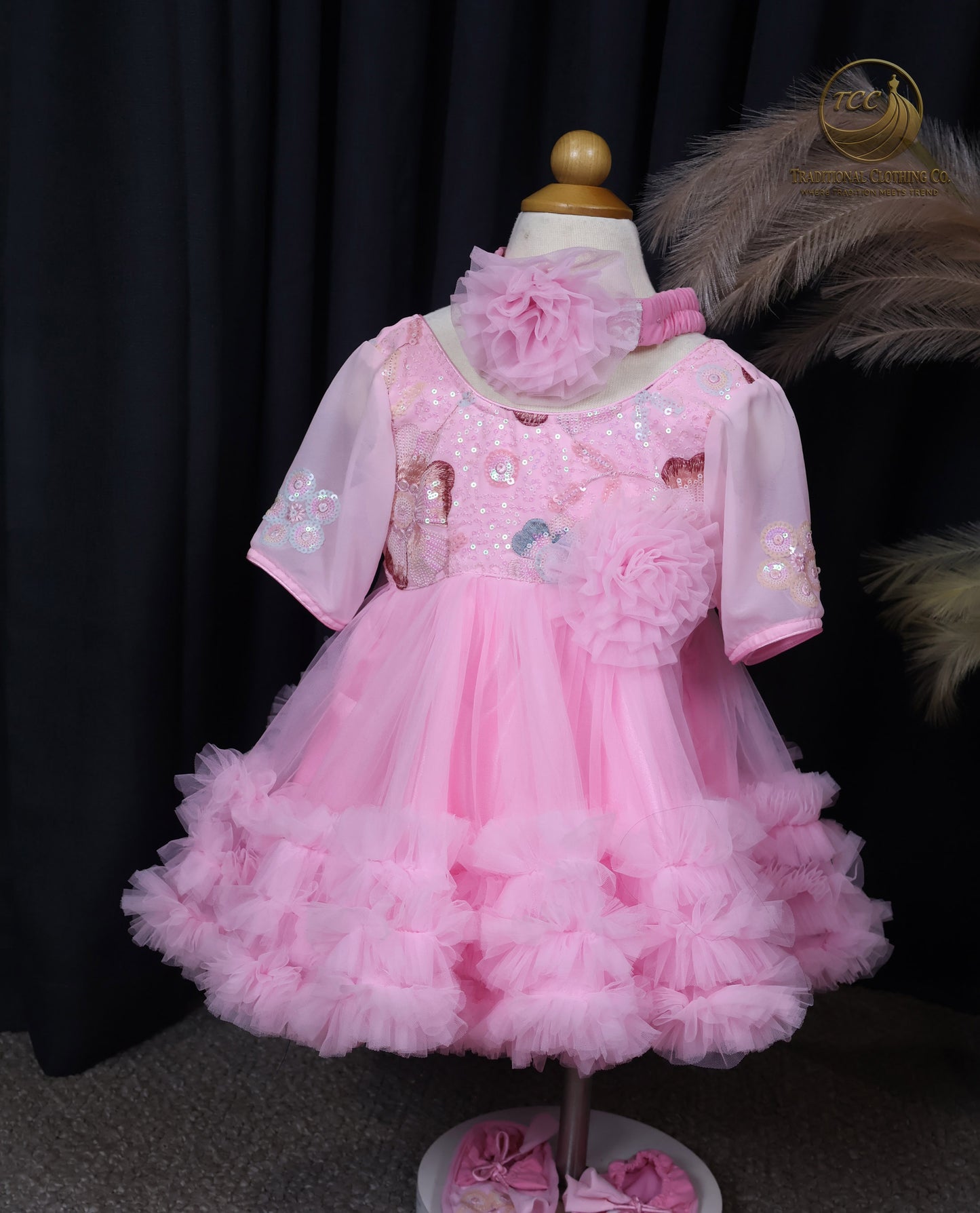 Peach Embroidered Mother & Daughter Matching Set – Elegant Festive & Wedding Wear
