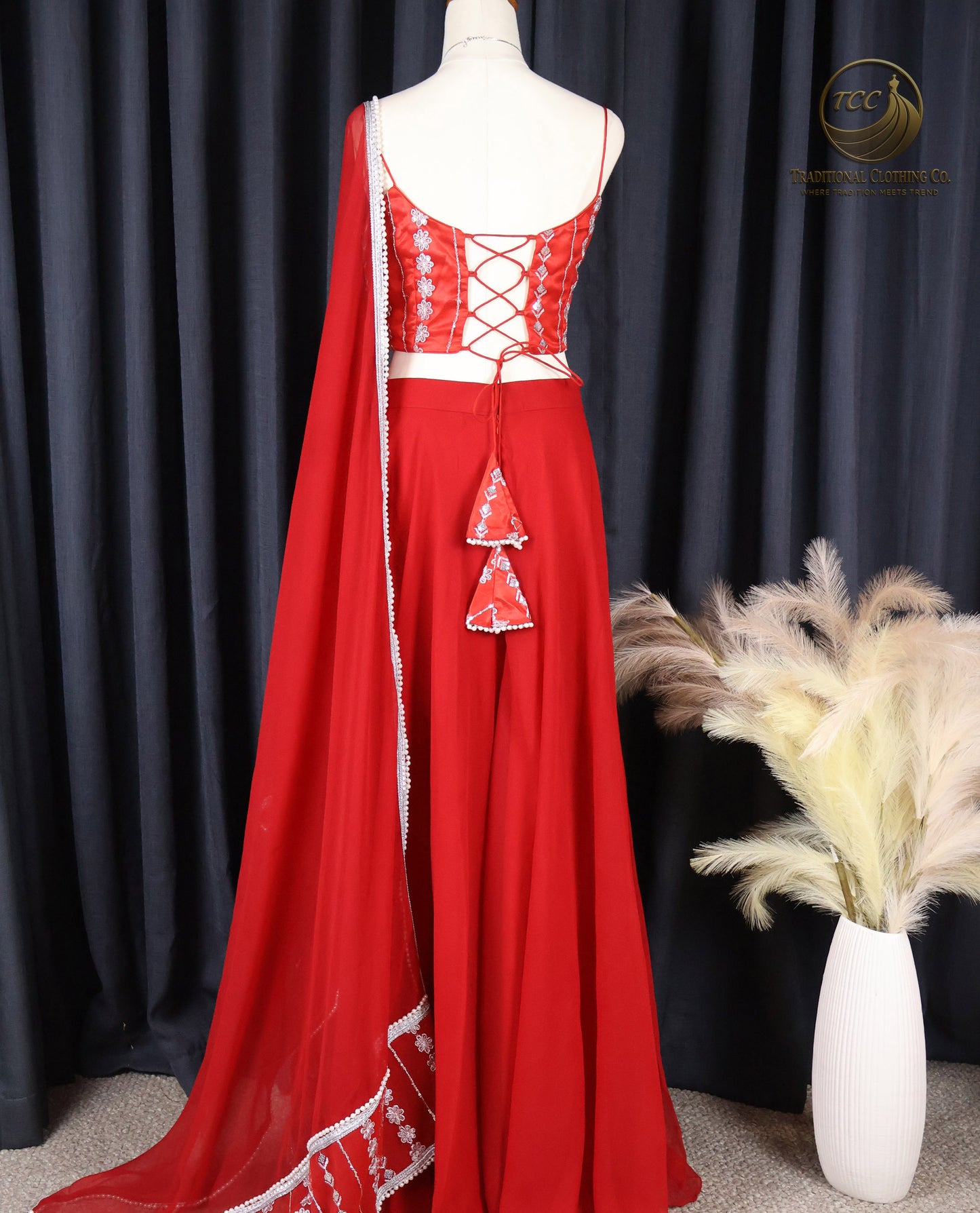 Sahara-Style Red Lehenga Set with Sheer Dupatta – Bold, Modern & Festive