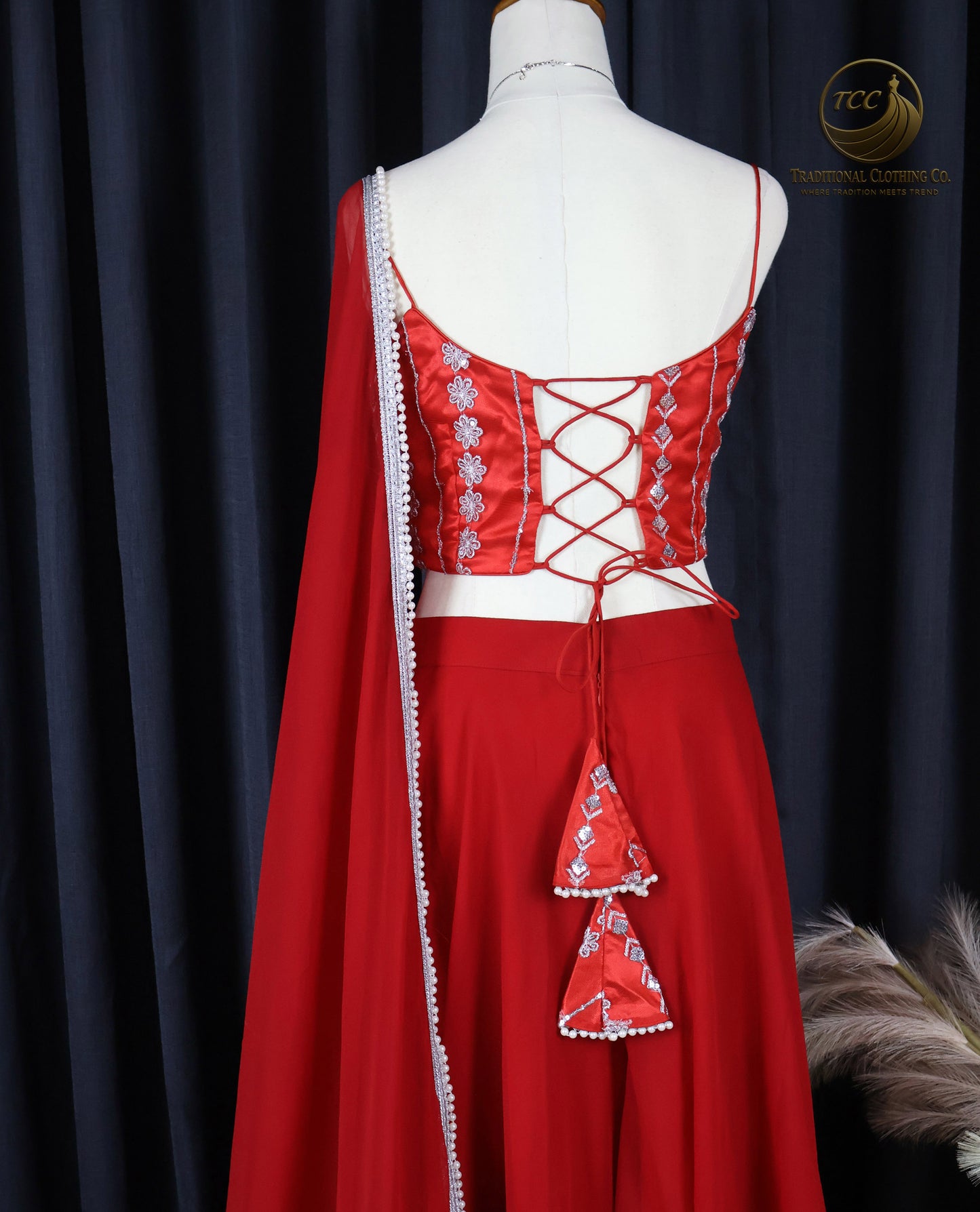 Sahara-Style Red Lehenga Set with Sheer Dupatta – Bold, Modern & Festive
