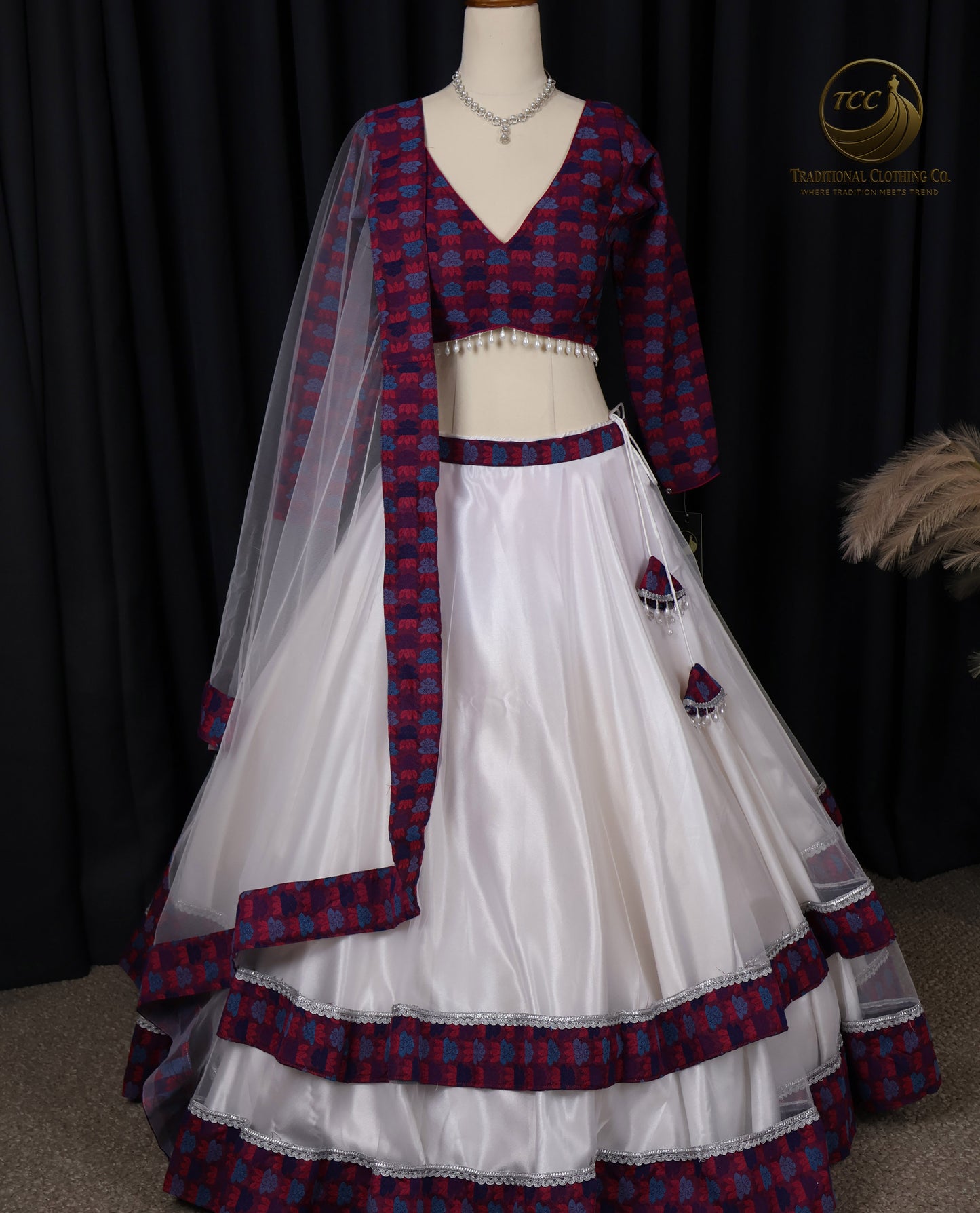 Authentic Nepali Dhaka Fabric Lehenga Choli – 3-Piece Set with Dupatta
