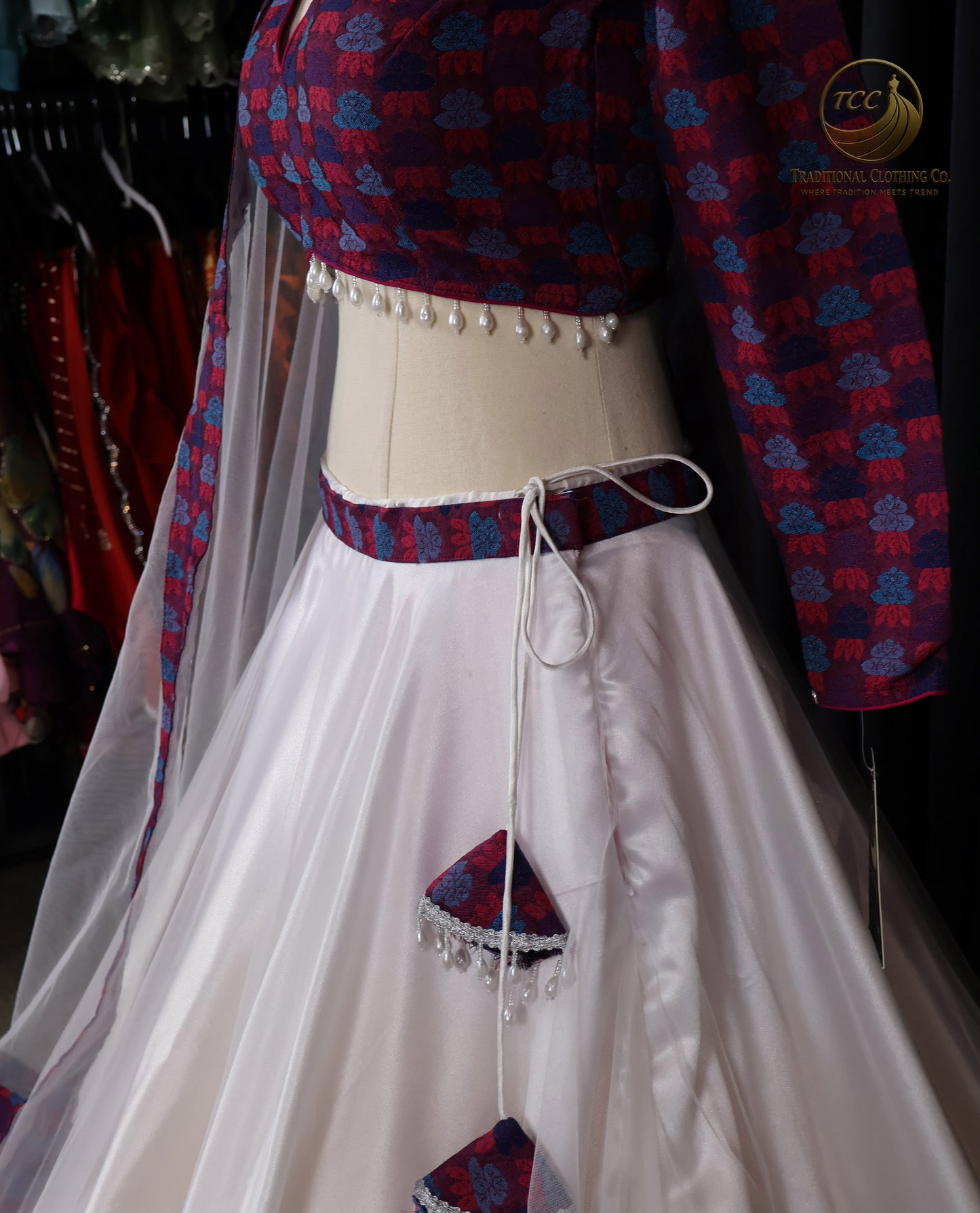 Authentic Nepali Dhaka Fabric Lehenga Choli – 3-Piece Set with Dupatta