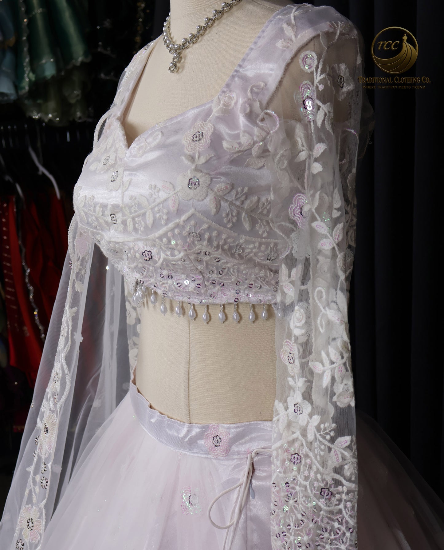 Elegant White and Silver Embroidered Lehenga Choli – 3-Piece Set with Dupatta