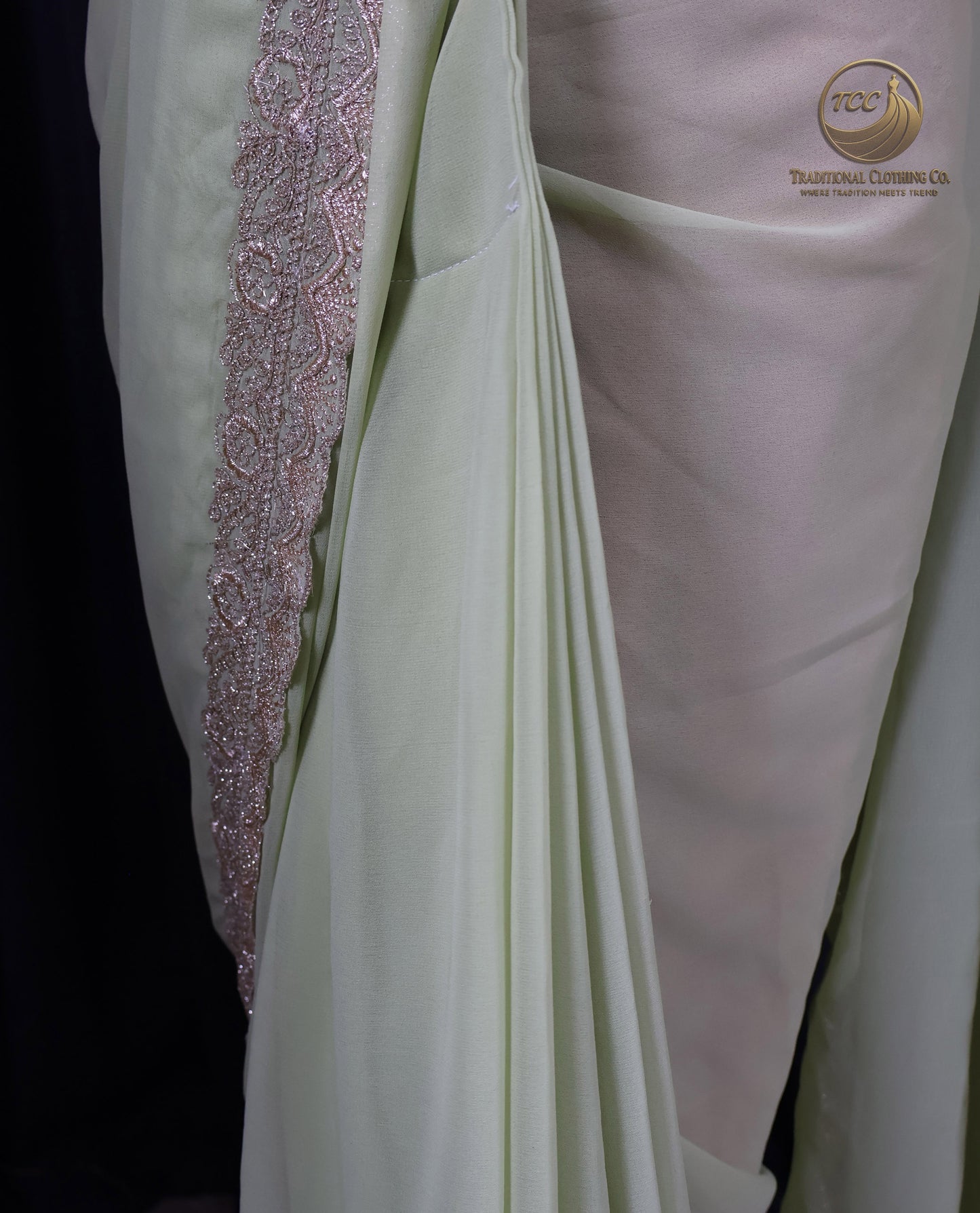 Elegant Green Embroidered Traditional Ready to wear Saree Set – Festive Wear for Women | 2-Piece Ethnic Dress
