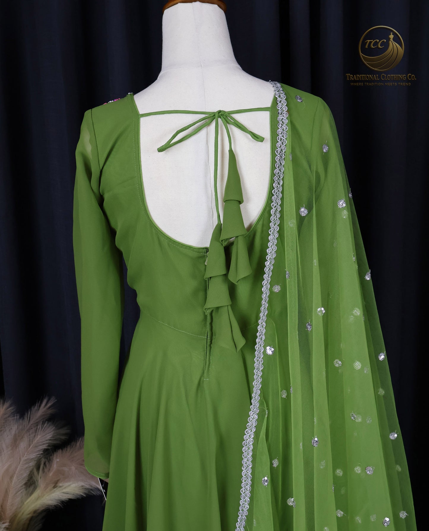 Elegant Green Embroidered Traditional Anarkali Set with Dupatta – Formal 3-Piece Women’s Wear | Boutique Edition