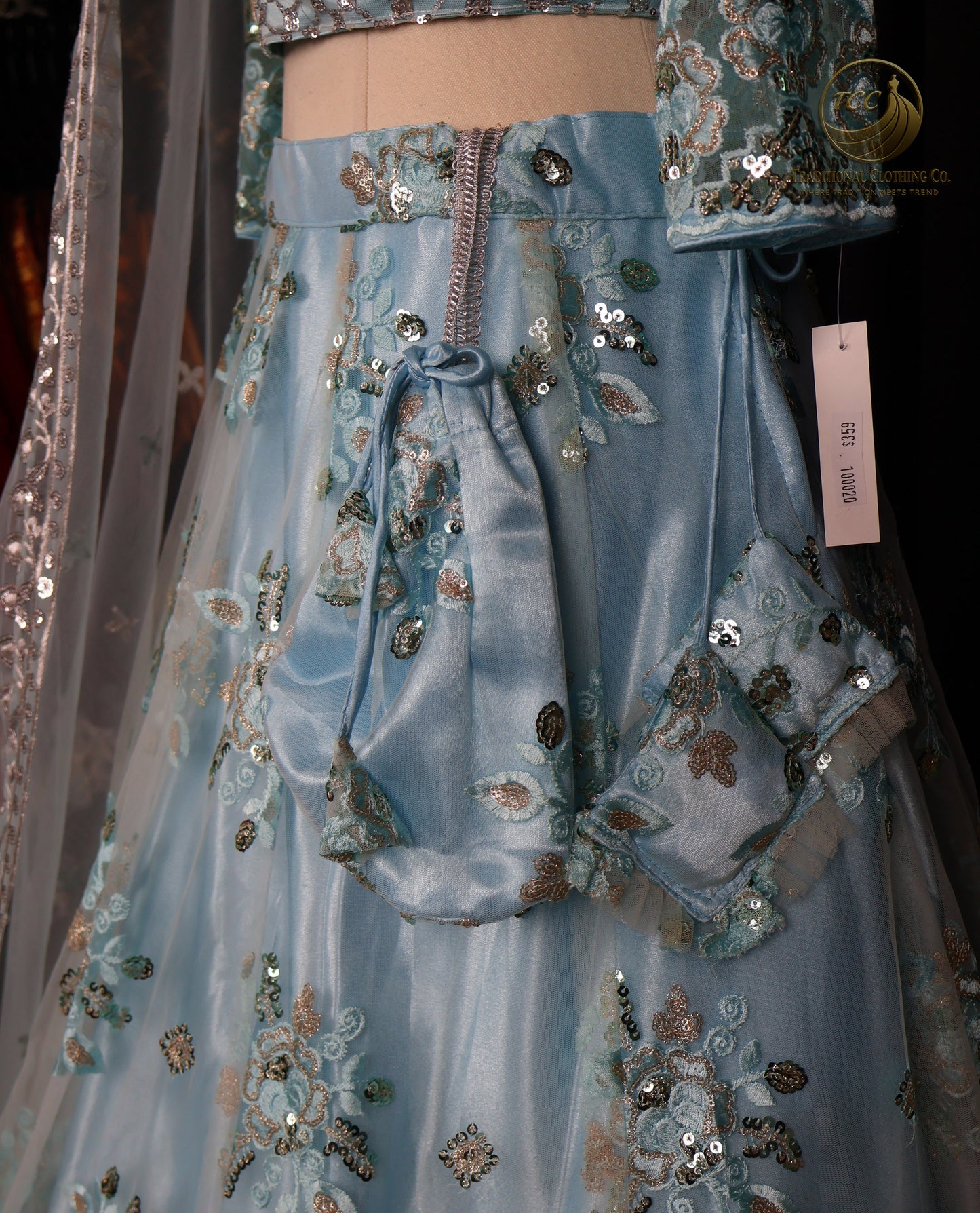 Elegant Light Blue Lehenga Choli with Intricate Sequin & Embroidery – Traditional Festive Wear