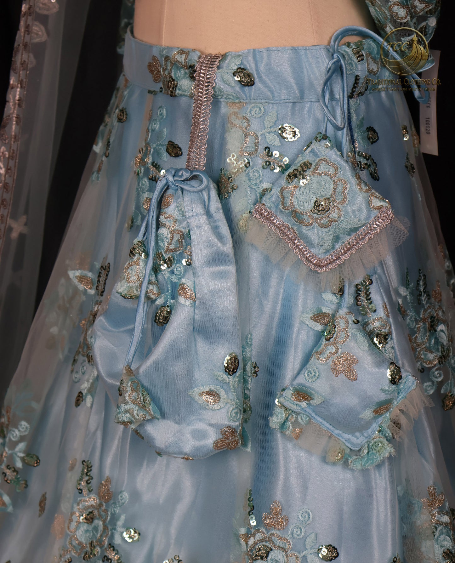 Elegant Light Blue Lehenga Choli with Intricate Sequin & Embroidery – Traditional Festive Wear