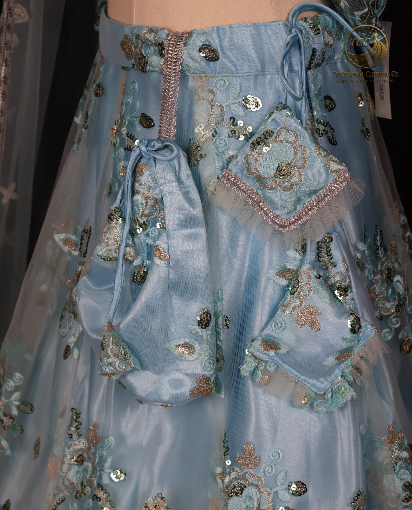 Elegant Light Blue Lehenga Choli with Intricate Sequin & Embroidery – Traditional Festive Wear