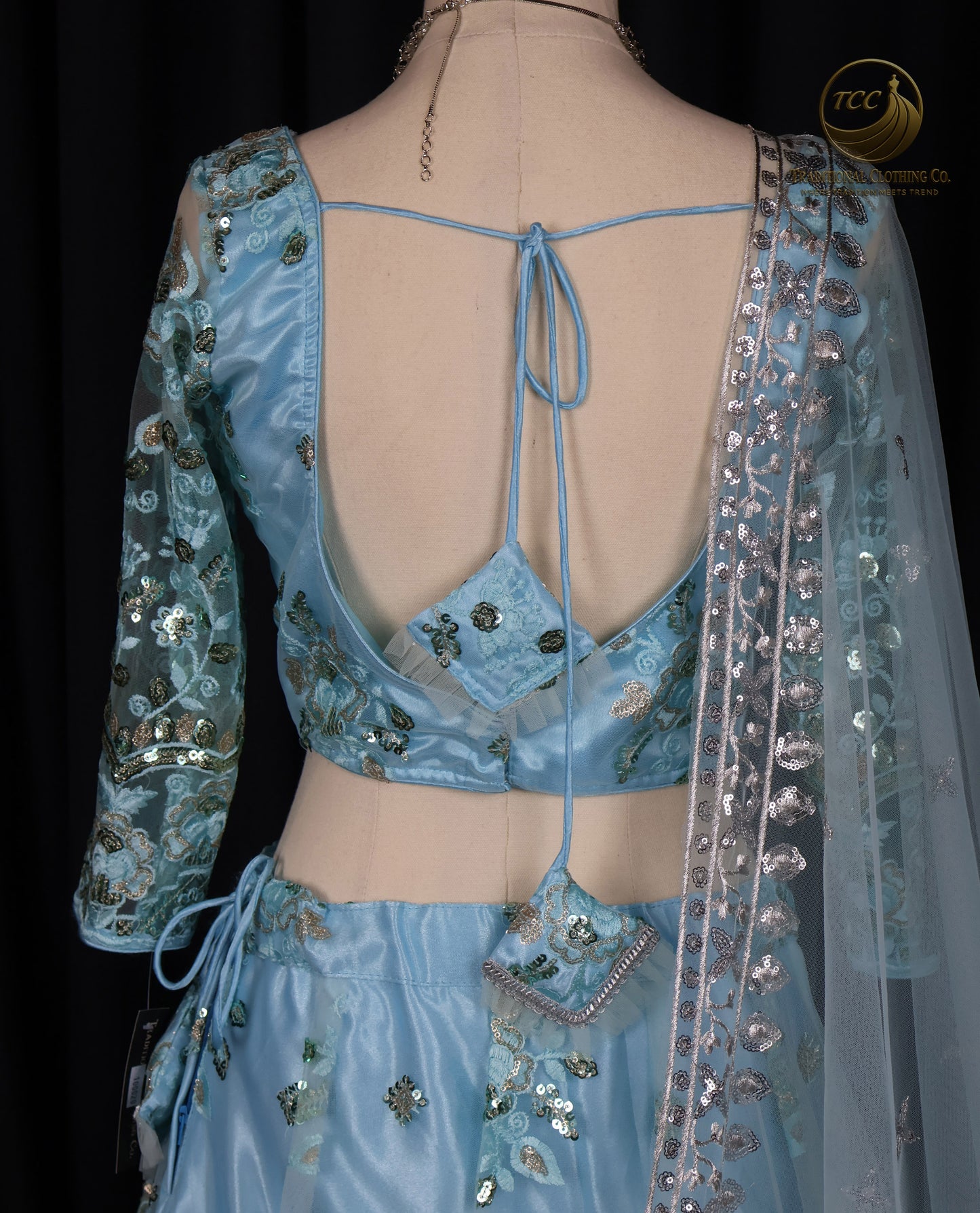 Elegant Light Blue Lehenga Choli with Intricate Sequin & Embroidery – Traditional Festive Wear