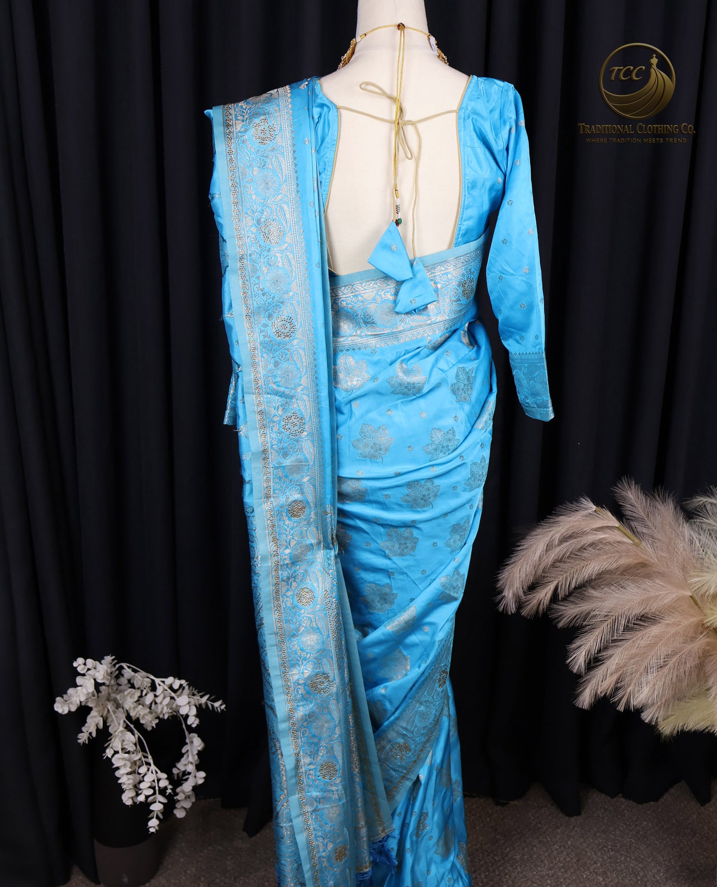 Elegant Blue Handwork Saree with Intricate Silver Stonework – Traditional Festive & Occasion Wear | Ready to wear - Boutique Edition