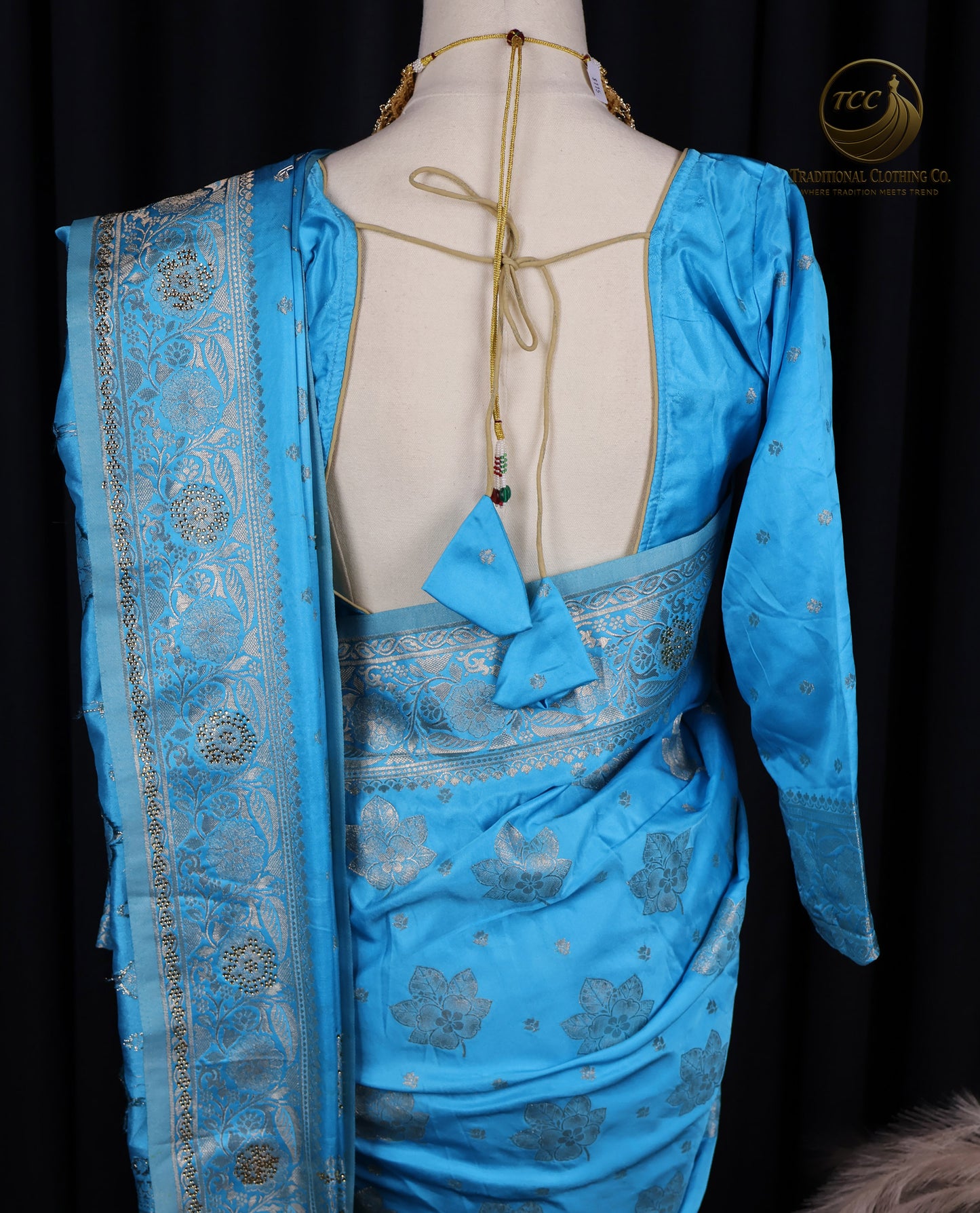 Elegant Blue Handwork Saree with Intricate Silver Stonework – Traditional Festive & Occasion Wear | Ready to wear - Boutique Edition