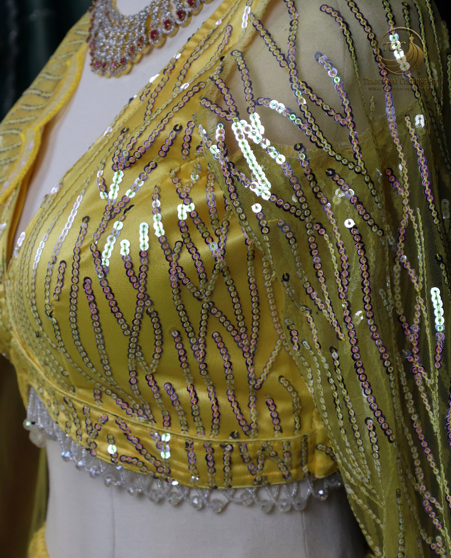 Elegant Yellow Sequin Embroidered Lehenga Choli – Traditional Festive Wear