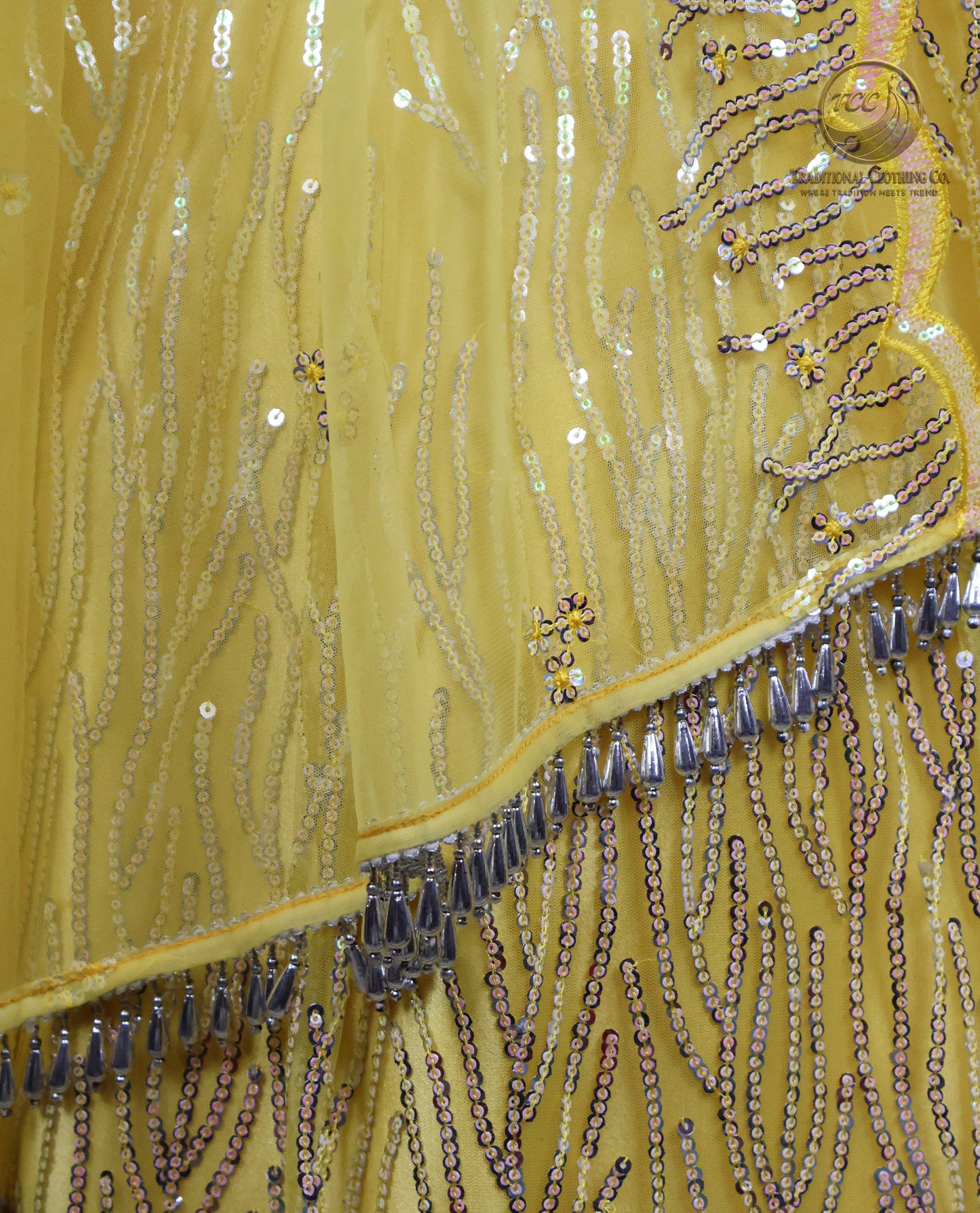 Elegant Yellow Sequin Embroidered Lehenga Choli – Traditional Festive Wear