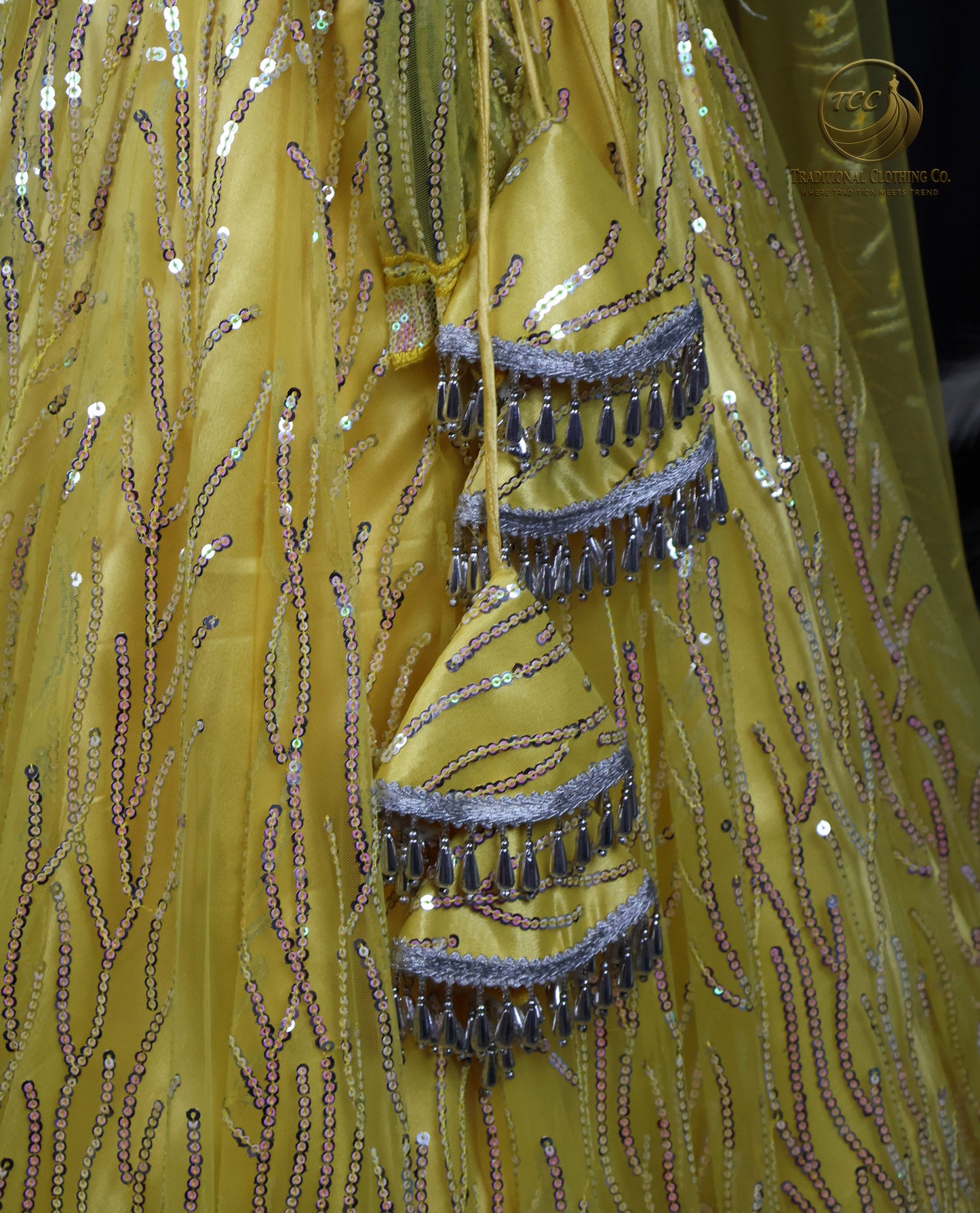 Elegant Yellow Sequin Embroidered Lehenga Choli – Traditional Festive Wear