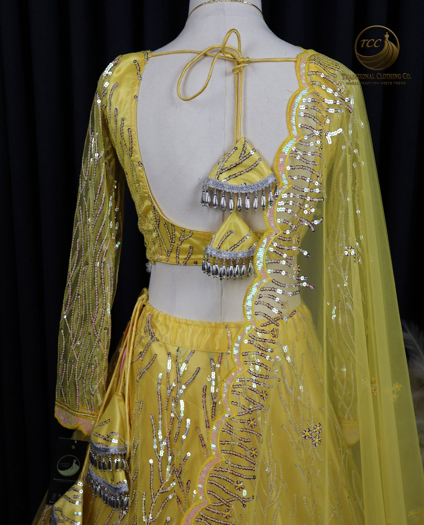 Elegant Yellow Sequin Embroidered Lehenga Choli – Traditional Festive Wear