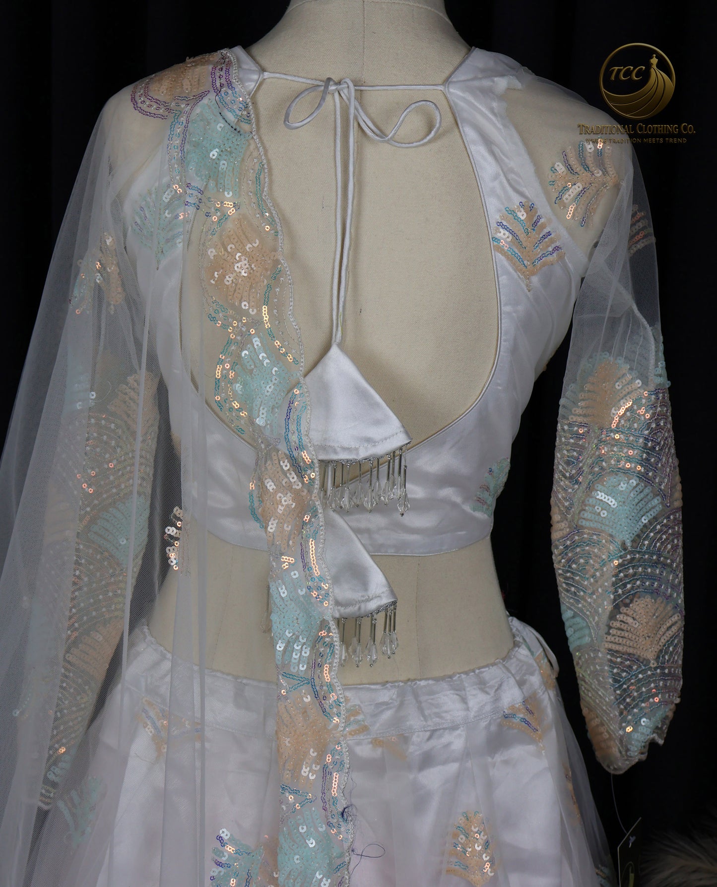 White Floral Embroidered Lehenga Choli with Sheer Dupatta – Elegant Traditional Wear