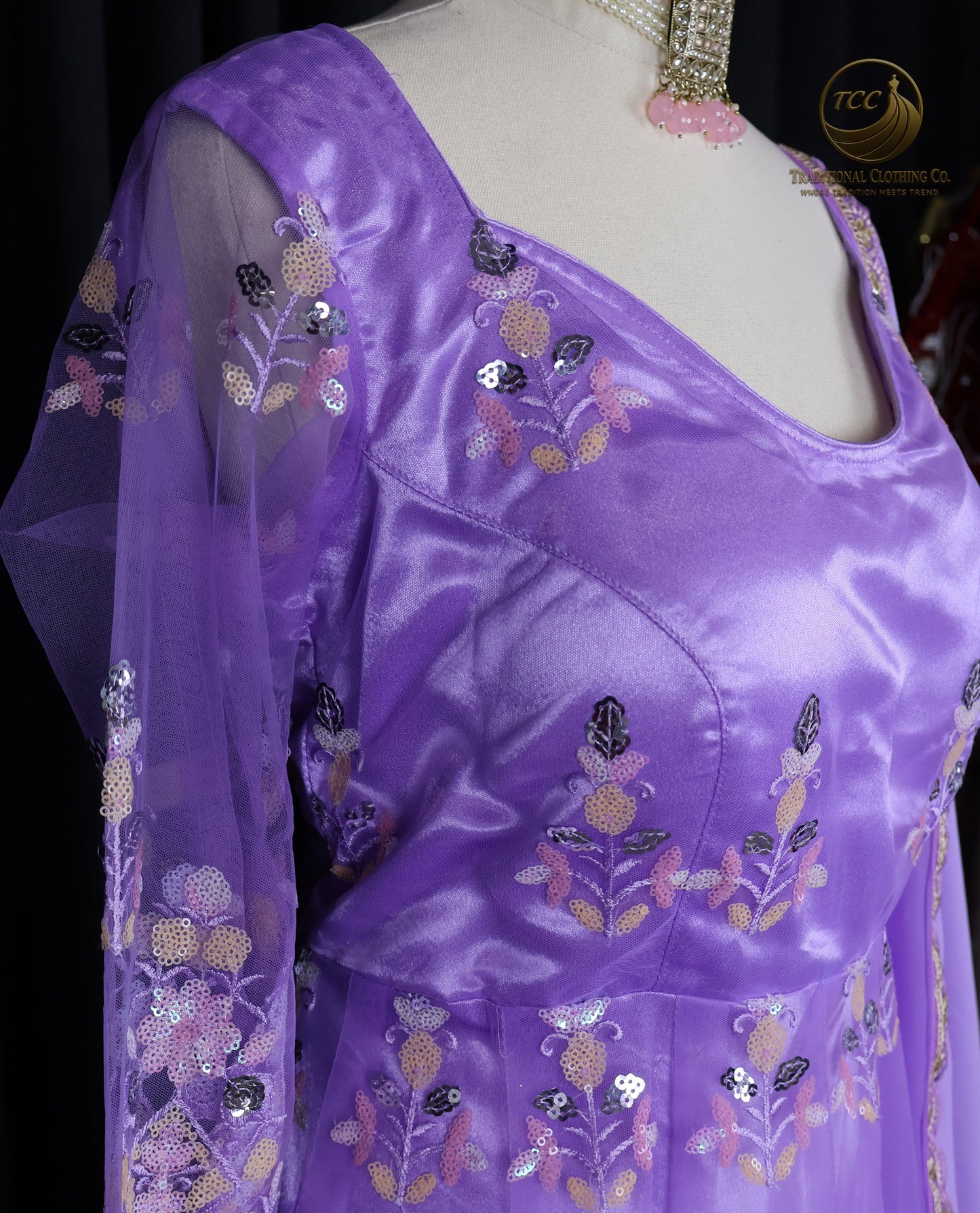 Lavender Embroidered Banarasi Anarkali Set with Dupatta – Elegant 3-Piece Traditional Women’s Wear | Boutique edition