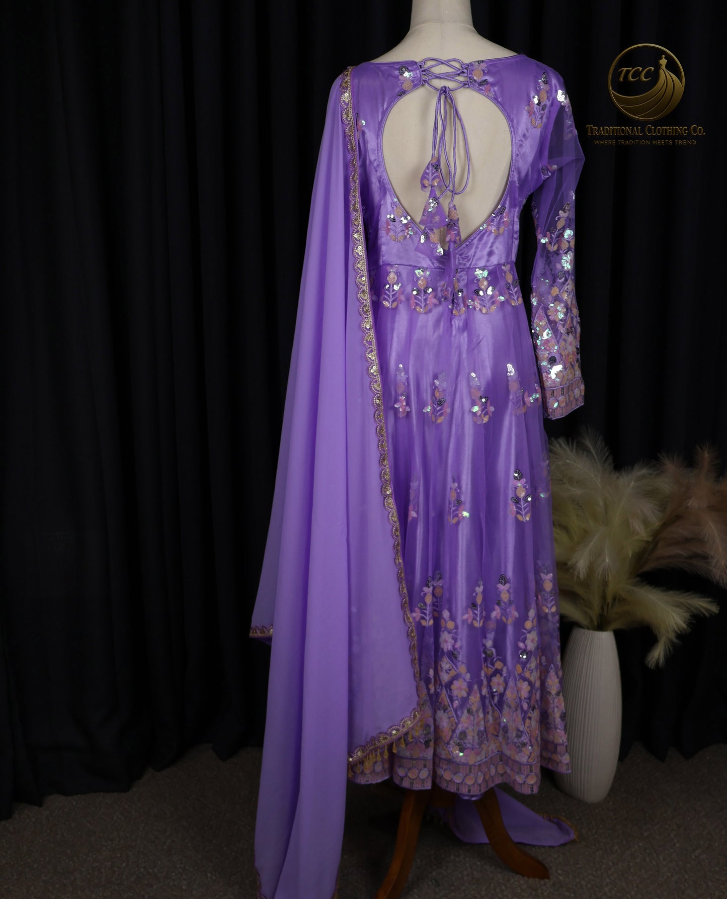 Lavender Embroidered Banarasi Anarkali Set with Dupatta – Elegant 3-Piece Traditional Women’s Wear | Boutique edition