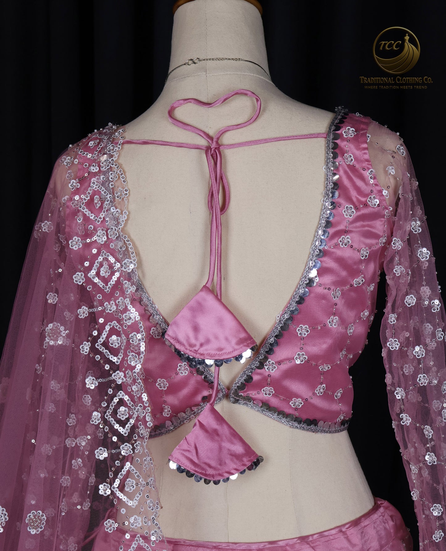 Pink Embroidered Lehenga Choli with Sheer Dupatta – Elegant Traditional Wear