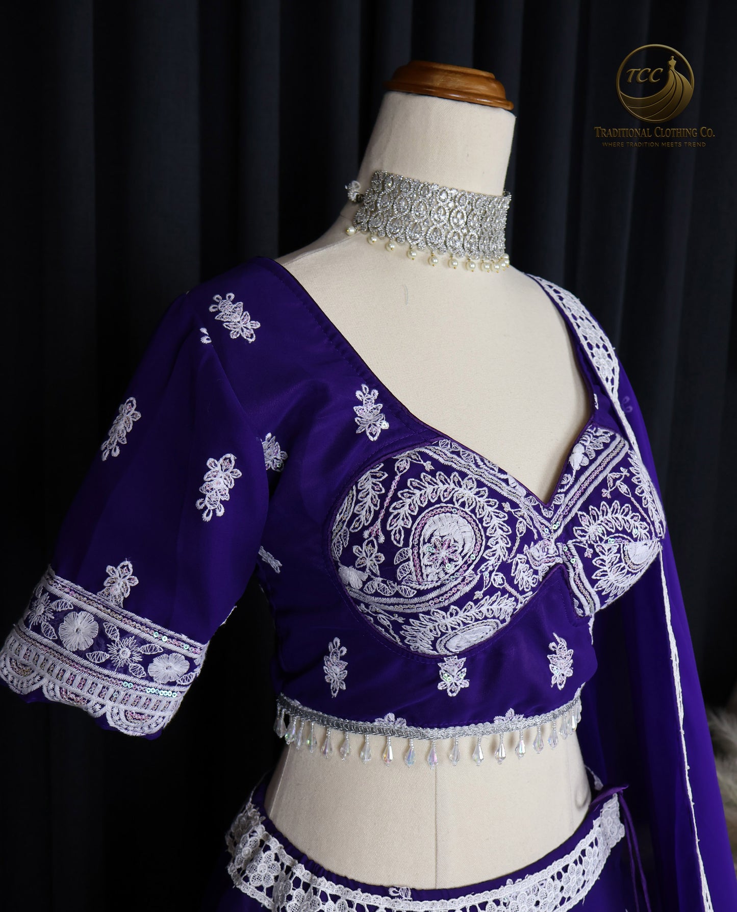 Exquisite Purple Embroidered Lehenga Choli with Tie-Up Back & Sheer Dupatta – Festive & Traditional Wear