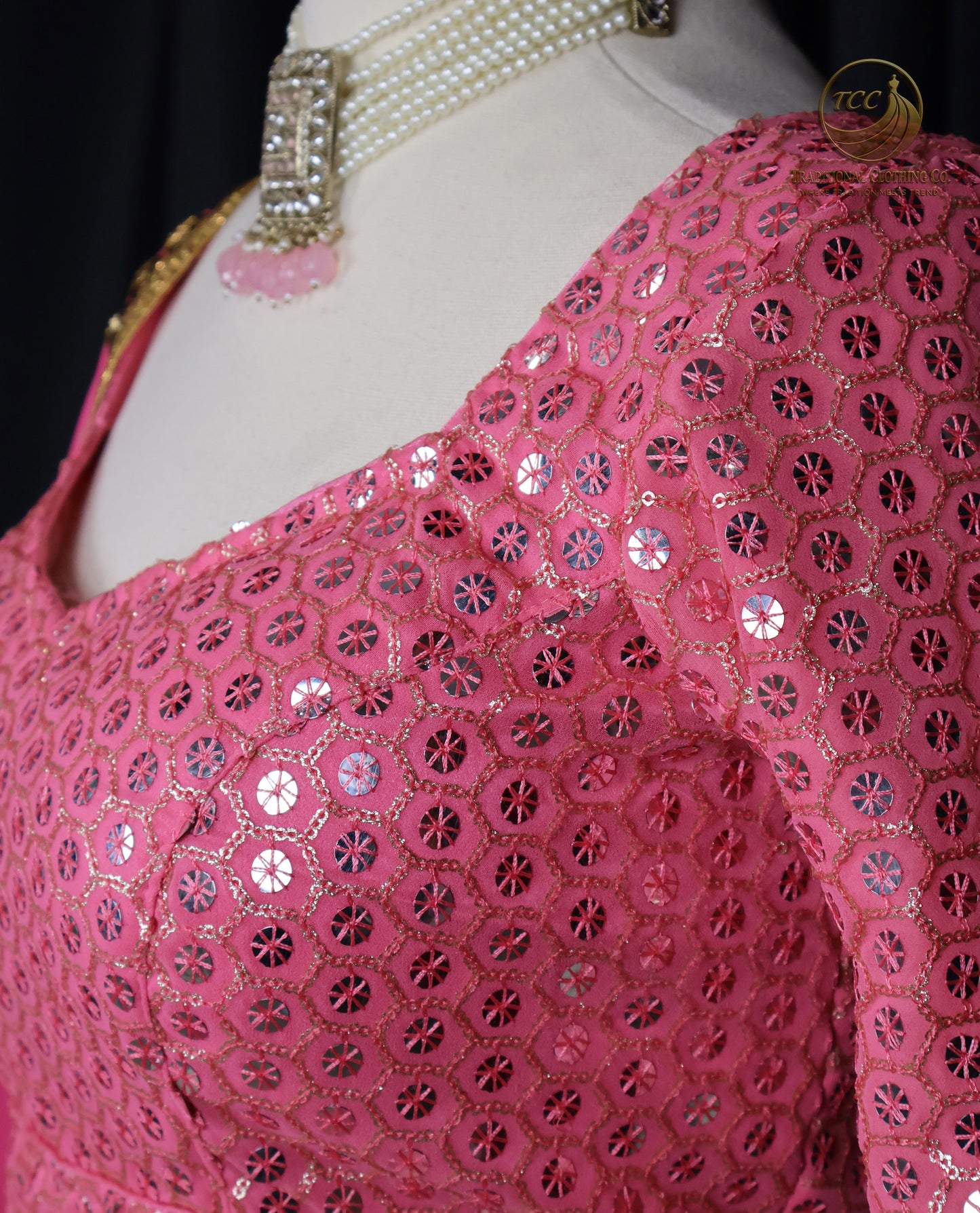 Stunning Light Coral Pink Embroidered Lehenga Choli with Crisscross Lace-Up Back & Sheer Dupatta – Festive & Traditional Wear