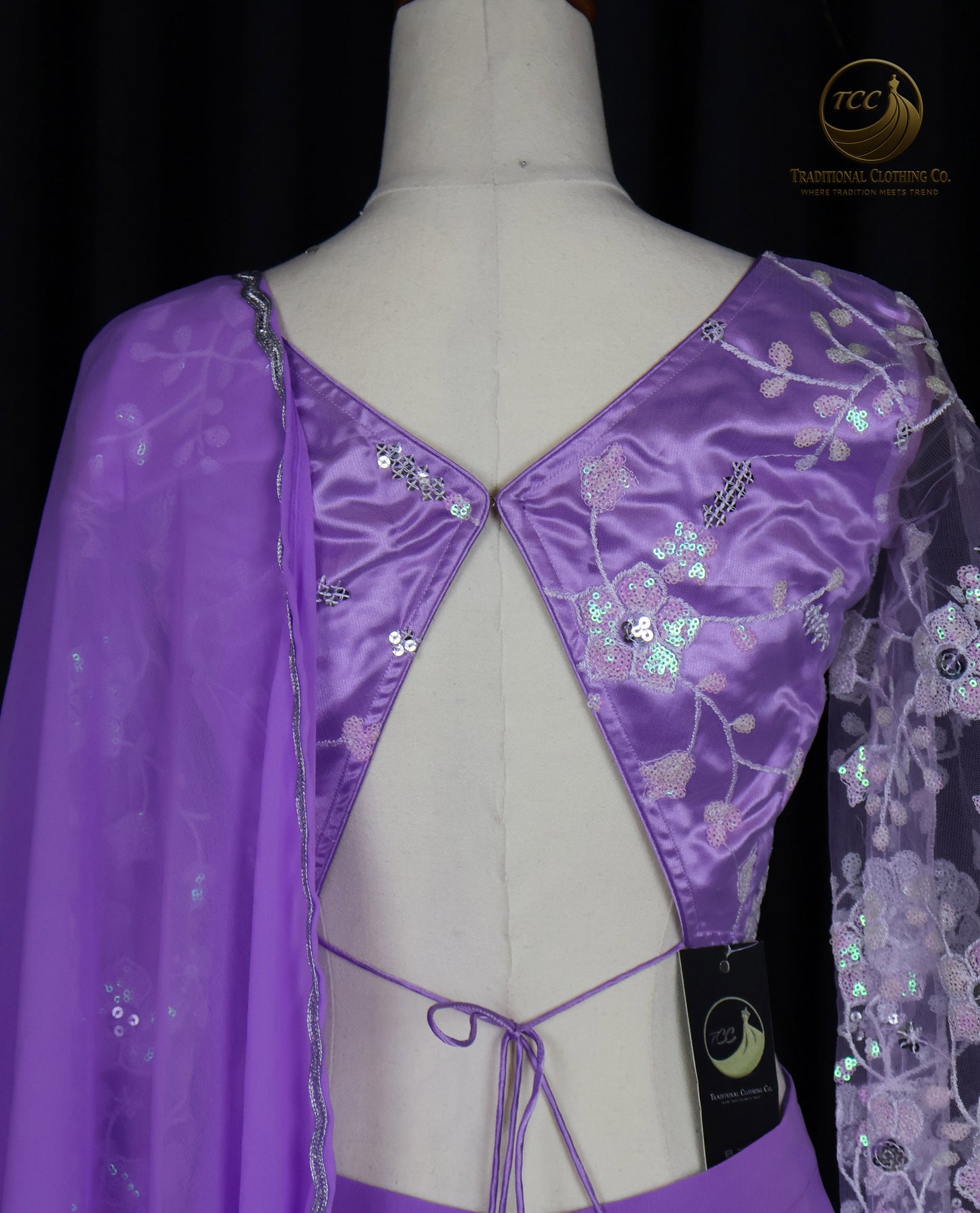 Elegant Lavender Embroidered Lehenga Style Sharara with Draped Shoulder & Sheer Dupatta – Festive & Traditional Wear