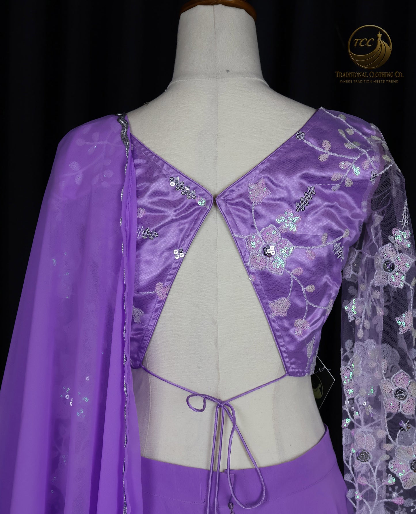 Elegant Lavender Embroidered Lehenga Style Sharara with Draped Shoulder & Sheer Dupatta – Festive & Traditional Wear