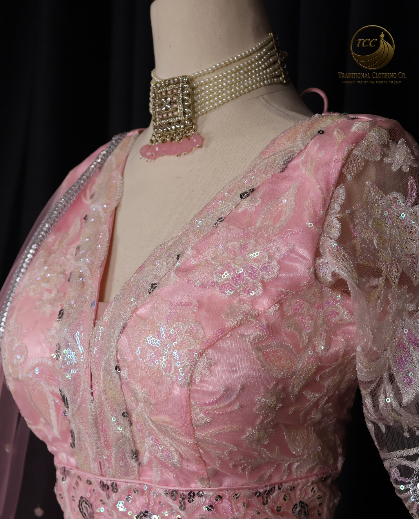 Exquisite Pink Embroidered Lehenga Choli with Crisscross Tie-Up Back & Sheer Dupatta – Festive & Traditional Wear
