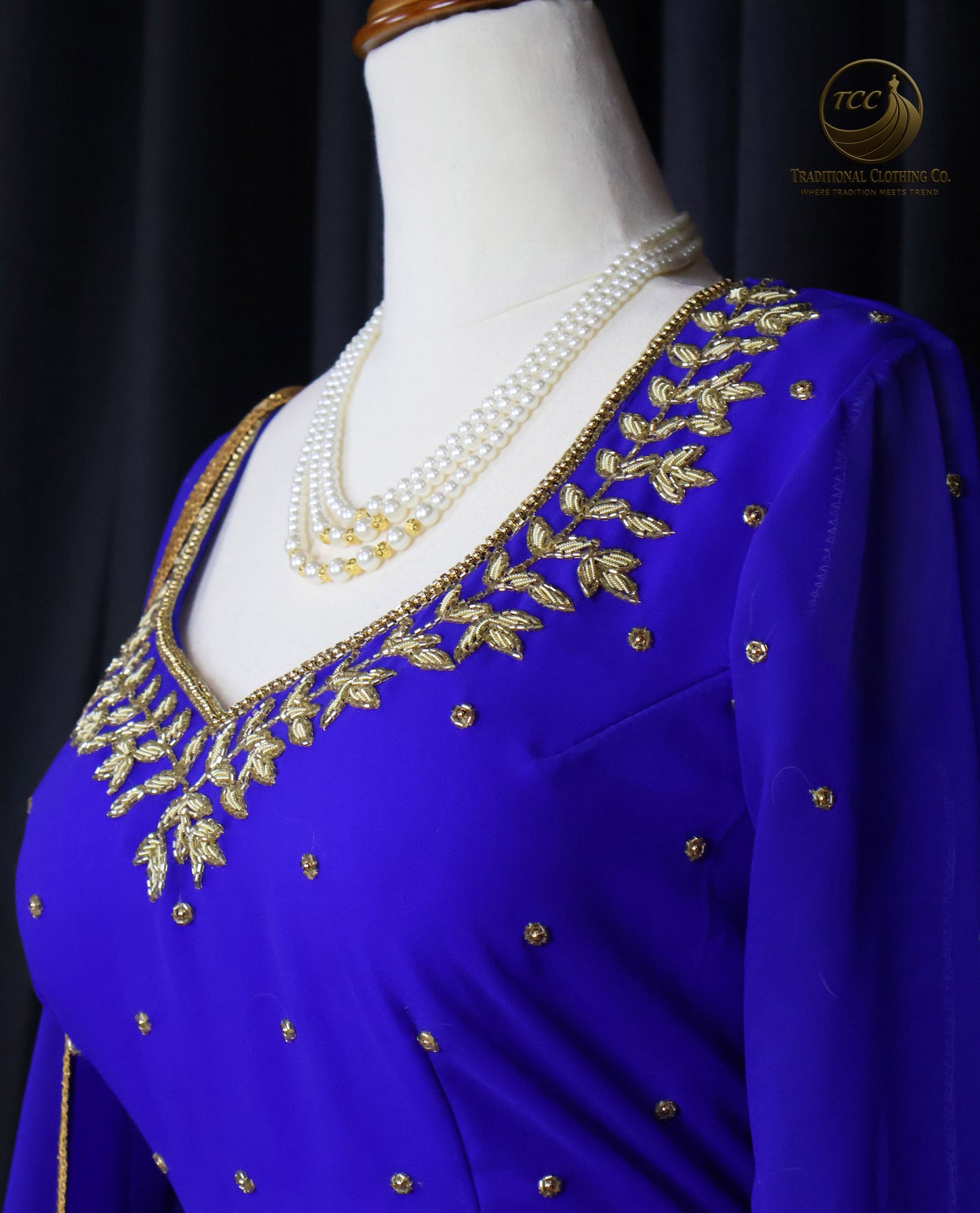 Regal Royal Blue Handwork Embroidered Anarkali Gown with Lace-Up Back & Sheer Dupatta – Festive & Traditional Wear | Boutique Edition