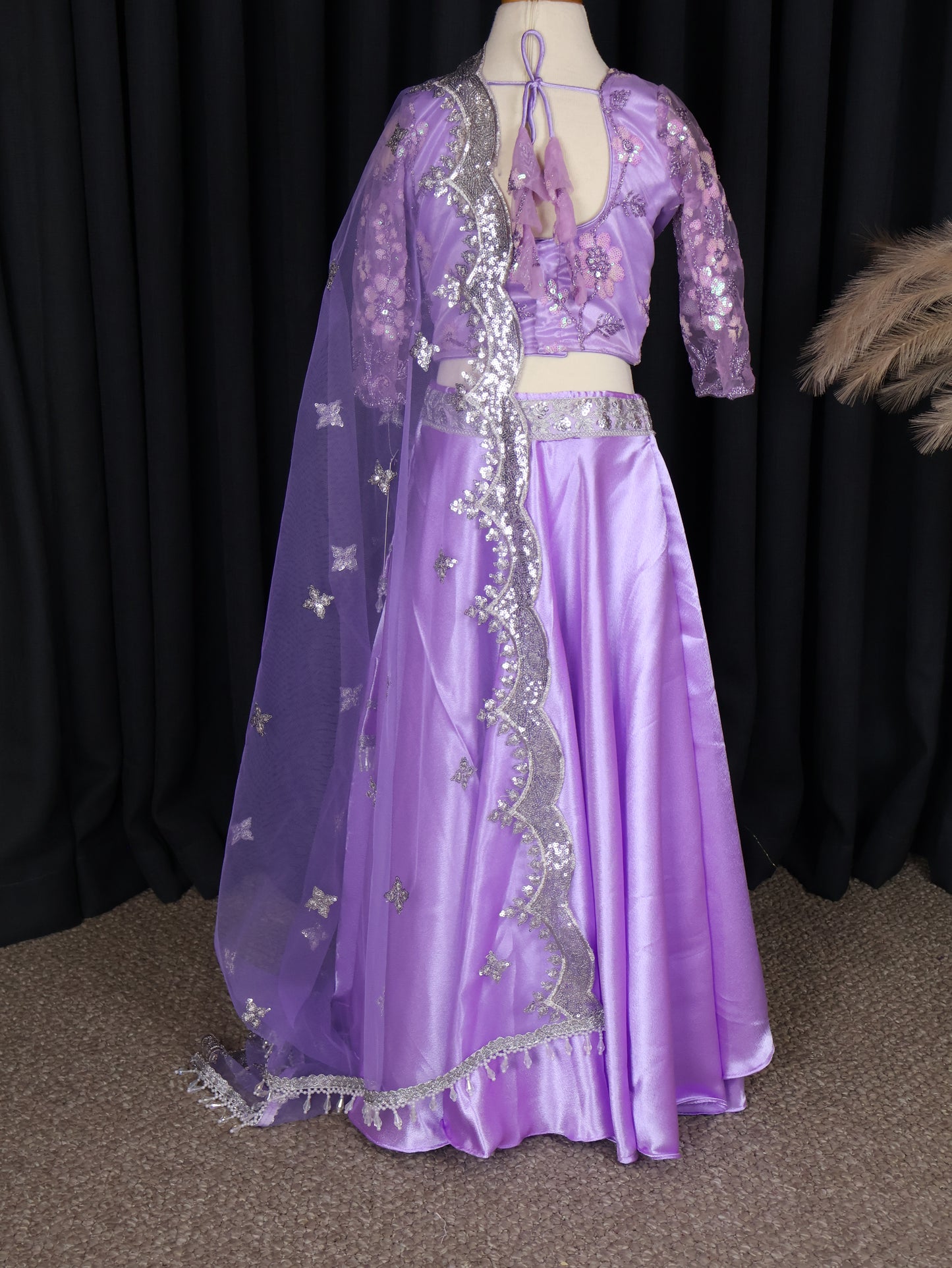 Kids Lehenga - Elegant Lavender Embroidered Lehenga Choli with Sheer Dupatta & Sequin Detailing – Festive & Traditional Wear | Boutique Edition