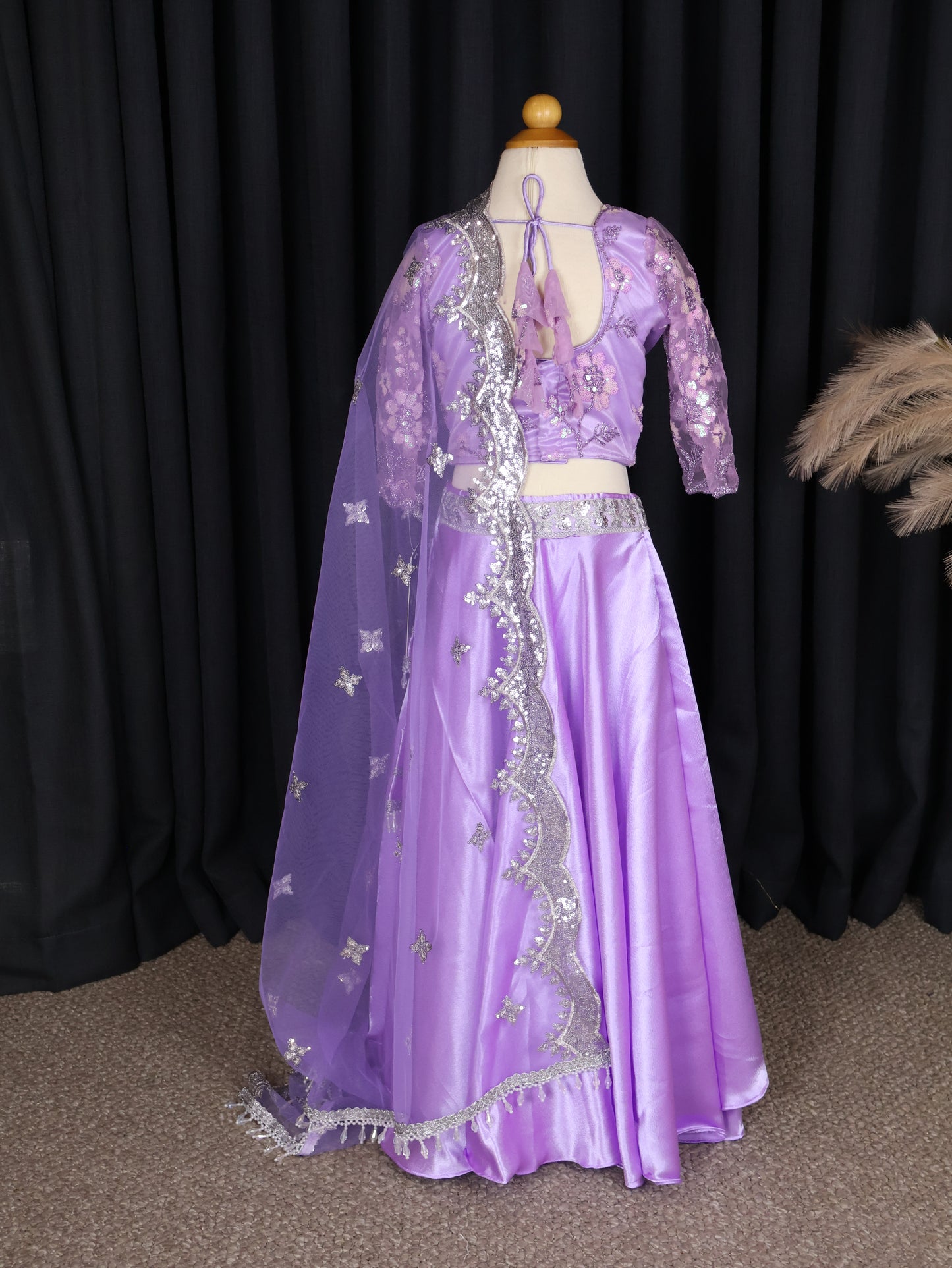 Kids Lehenga - Elegant Lavender Embroidered Lehenga Choli with Sheer Dupatta & Sequin Detailing – Festive & Traditional Wear | Boutique Edition