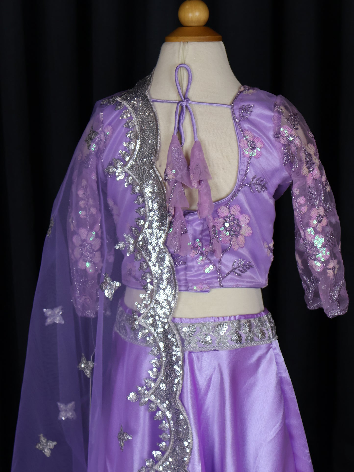 Kids Lehenga - Elegant Lavender Embroidered Lehenga Choli with Sheer Dupatta & Sequin Detailing – Festive & Traditional Wear | Boutique Edition