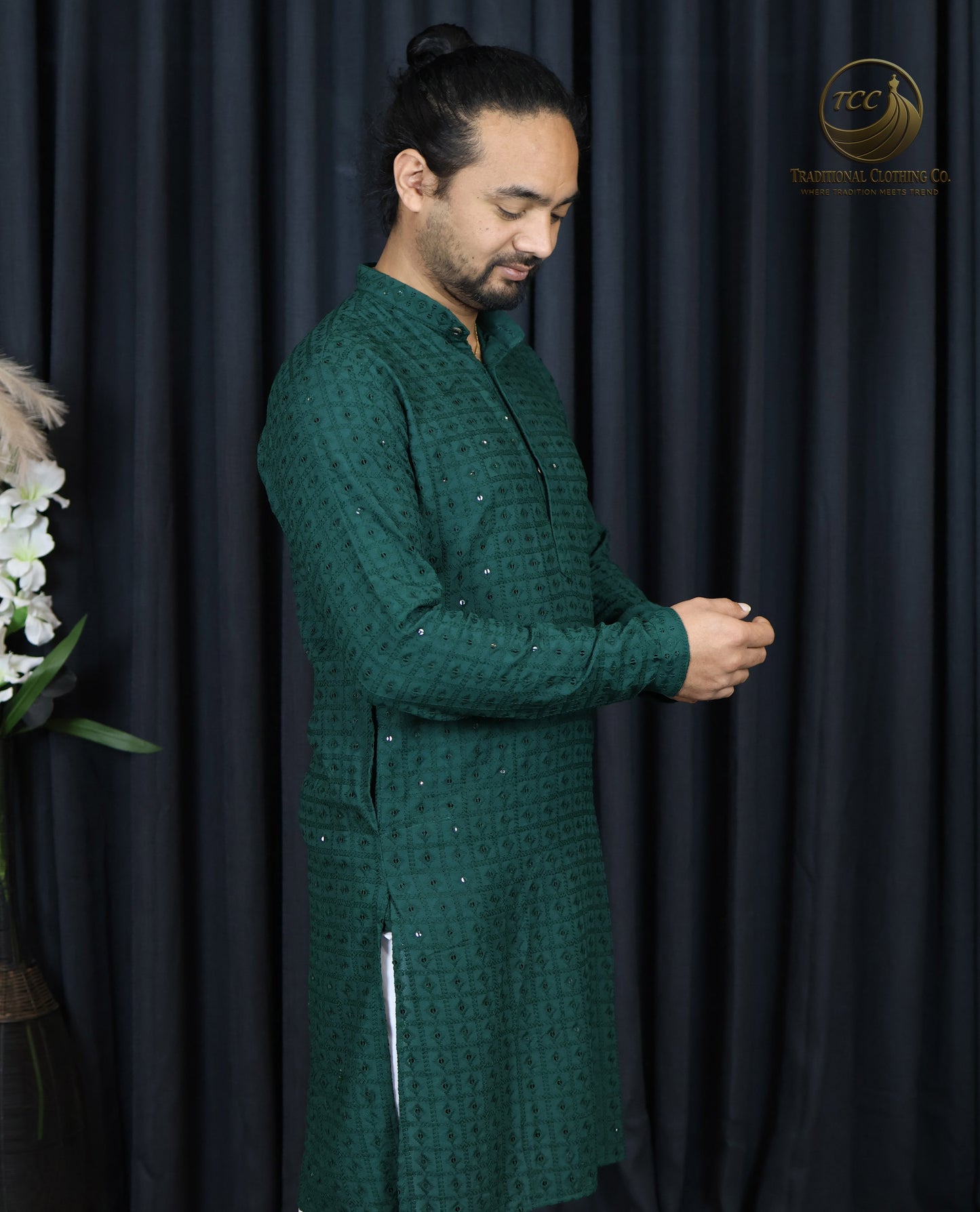 Men’s Chikankari Kurta Set with Tonal Embroidery, Festive Wear | Available in Multiple Colours