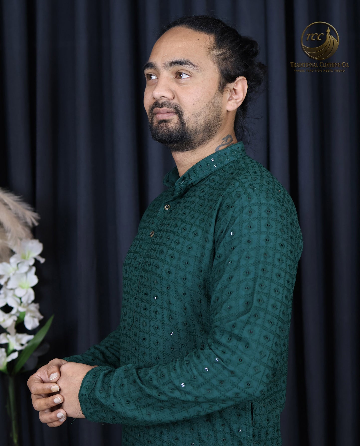 Men’s Chikankari Kurta Set with Tonal Embroidery, Festive Wear | Available in Multiple Colours