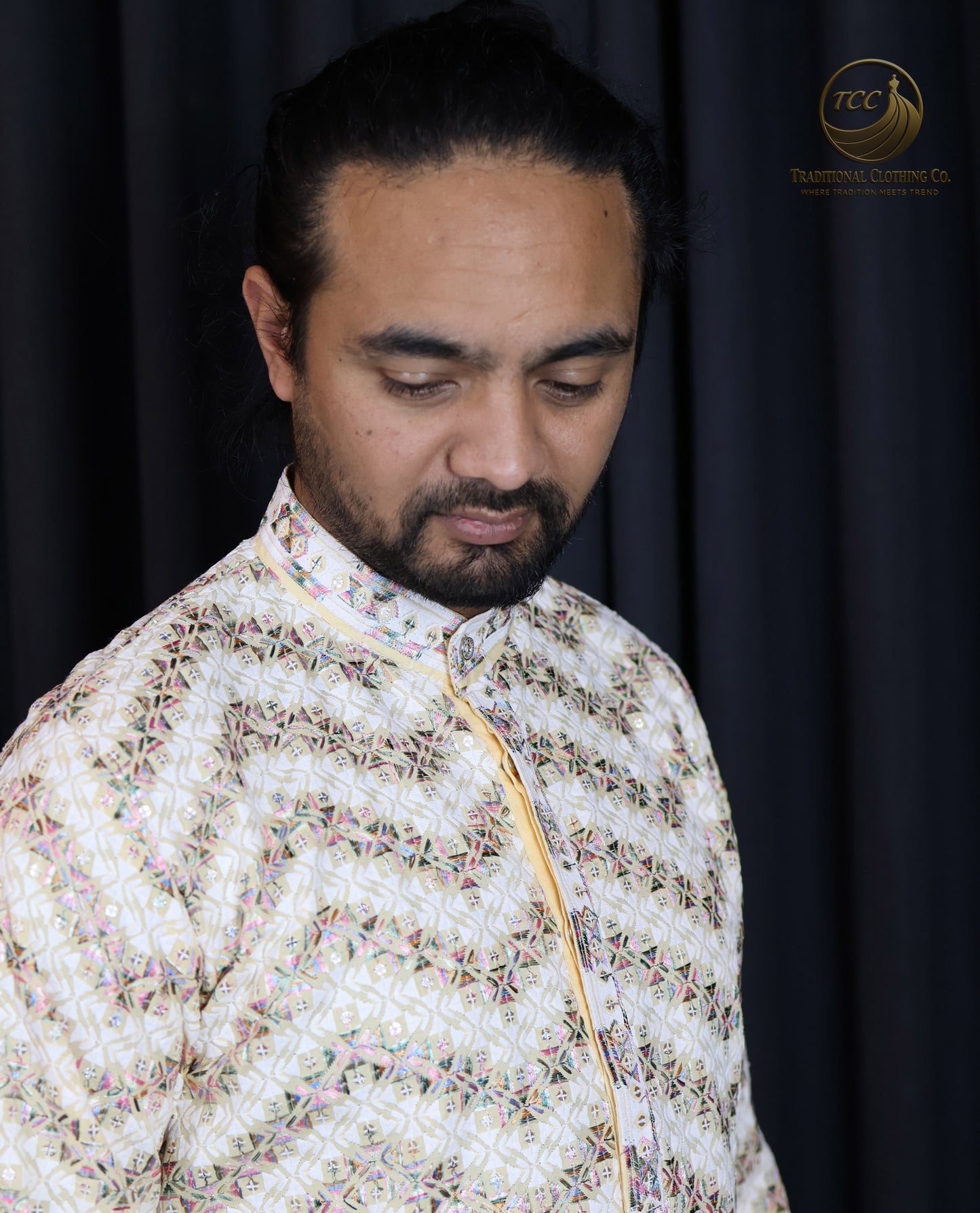 Men’s Chikan Kari Kurta – Traditional Embroidery – Available in Pink, Peach, Turquoise & Beige