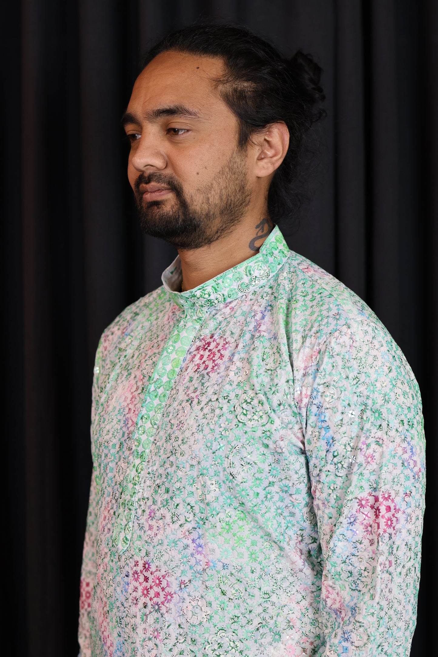 Multicolor Chikankari Kurta for Men – Handcrafted Lucknowi Embroidery