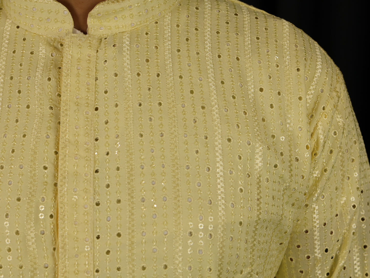 Chikankari Kurta – Elegance with Shimmer Accents | Yellow, Light Green, Peach, Dark Blue, Purple and Sky Blue