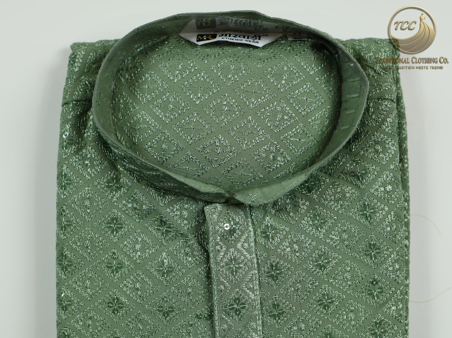 Chikan kari Kurta diamond design embrodery with sequin | Available in Green and Blue