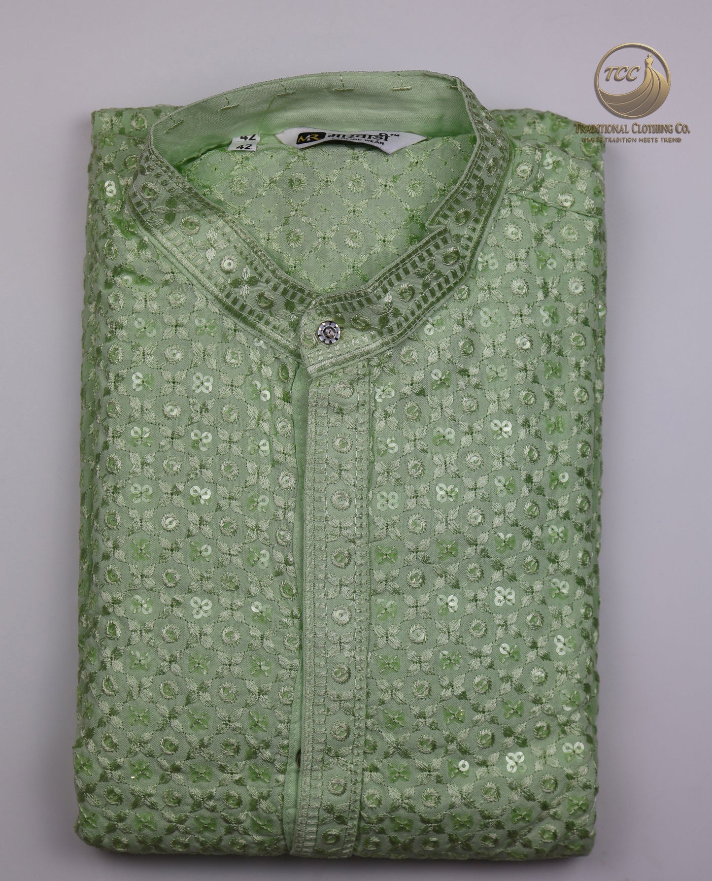 Men’s Chikankari Kurta with Floral Embroidery – Available in Multiple Colours