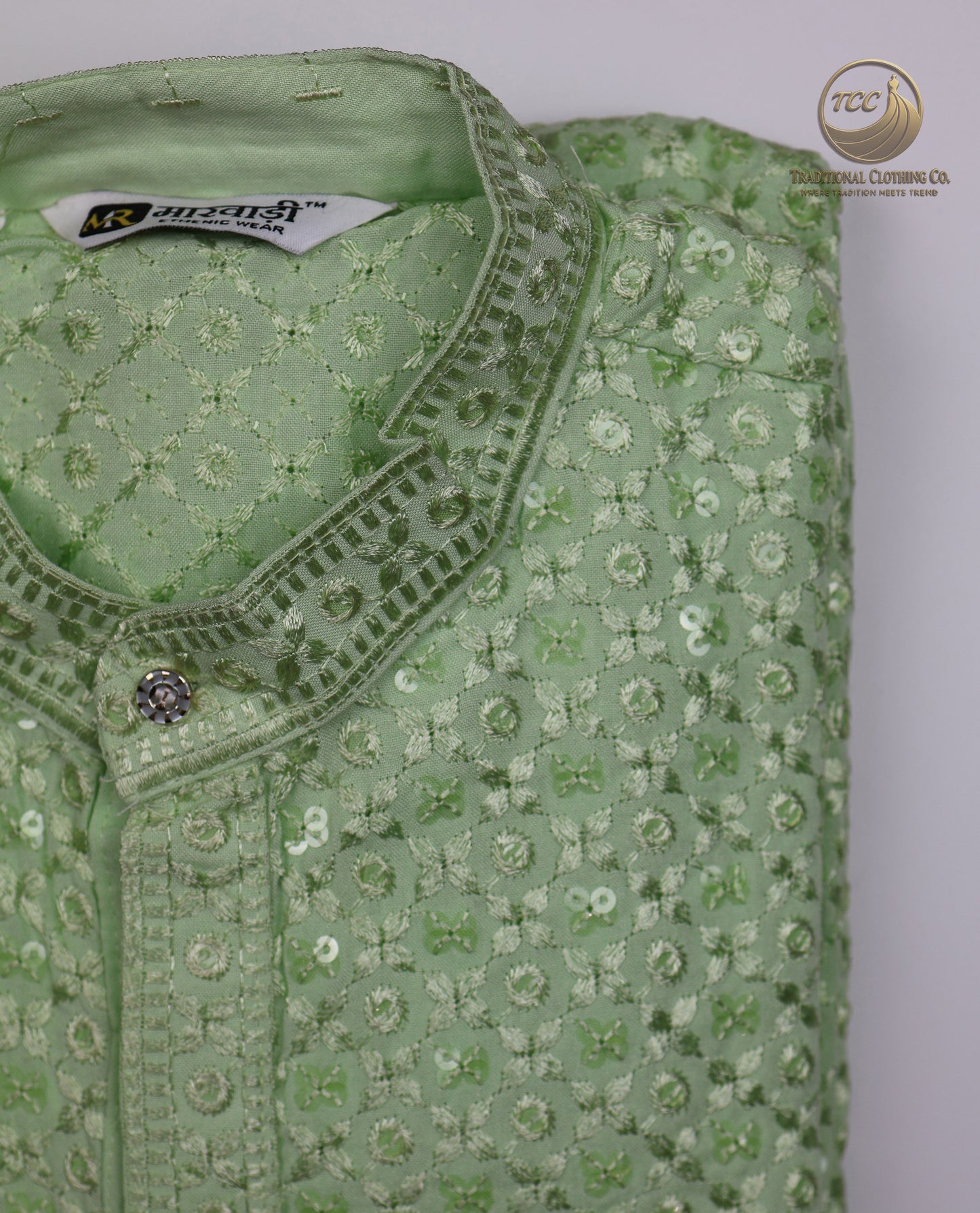 Men’s Chikankari Kurta with Floral Embroidery – Available in Multiple Colours