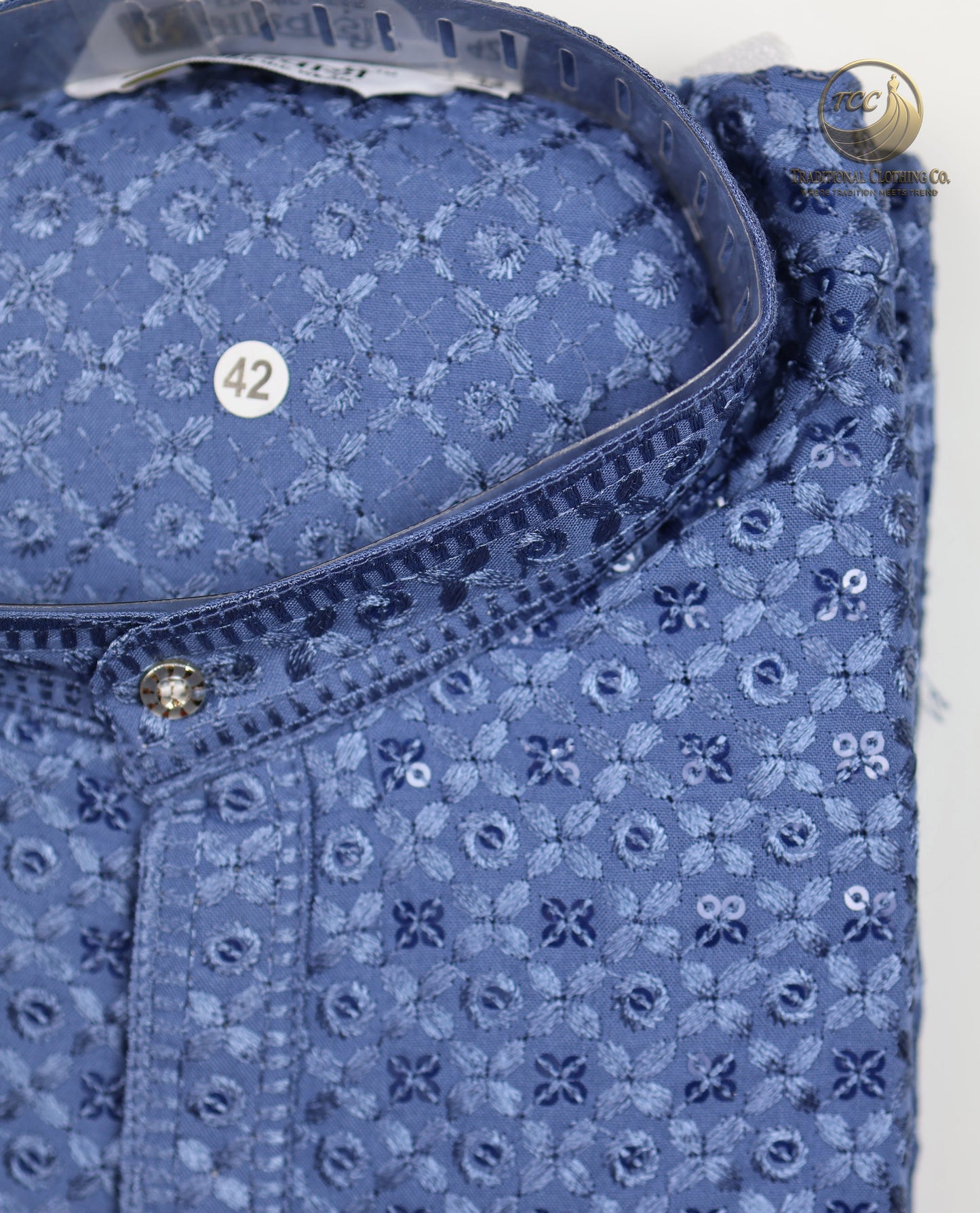Men’s Chikankari Kurta with Floral Embroidery – Available in Multiple Colours